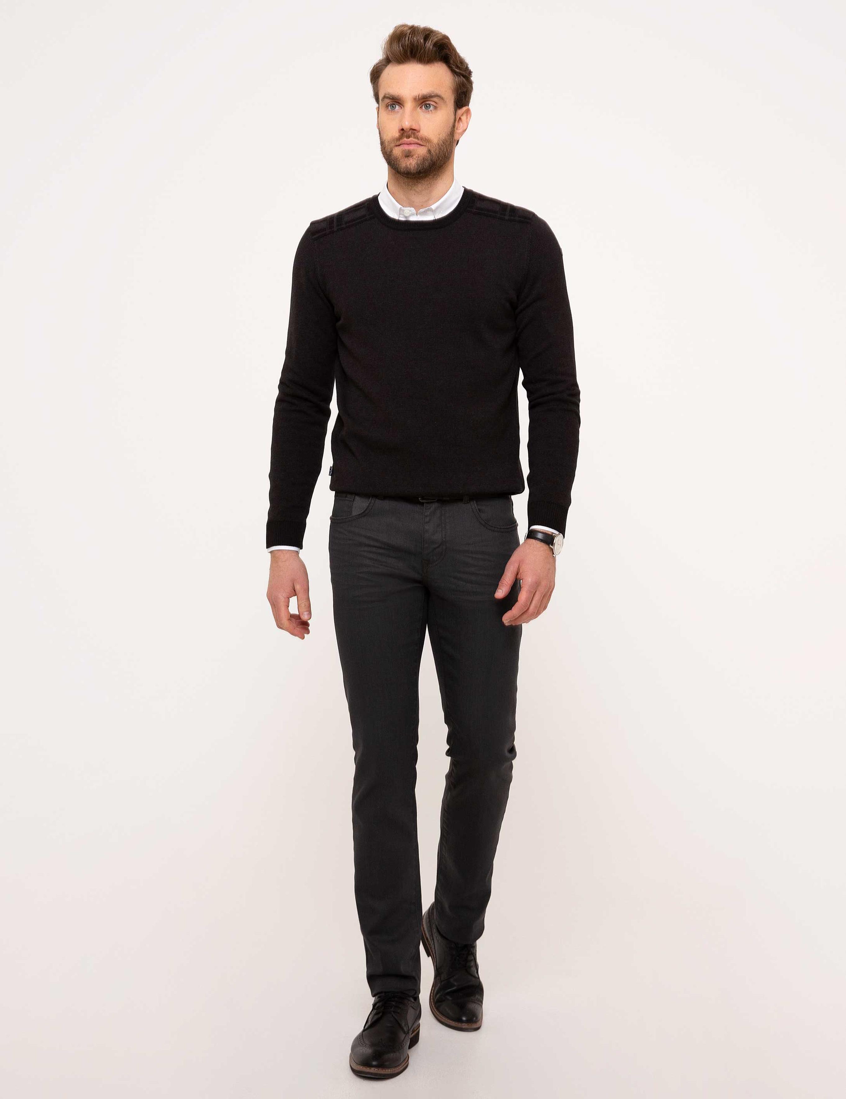 Siyah Slim Fit Triko Kazak