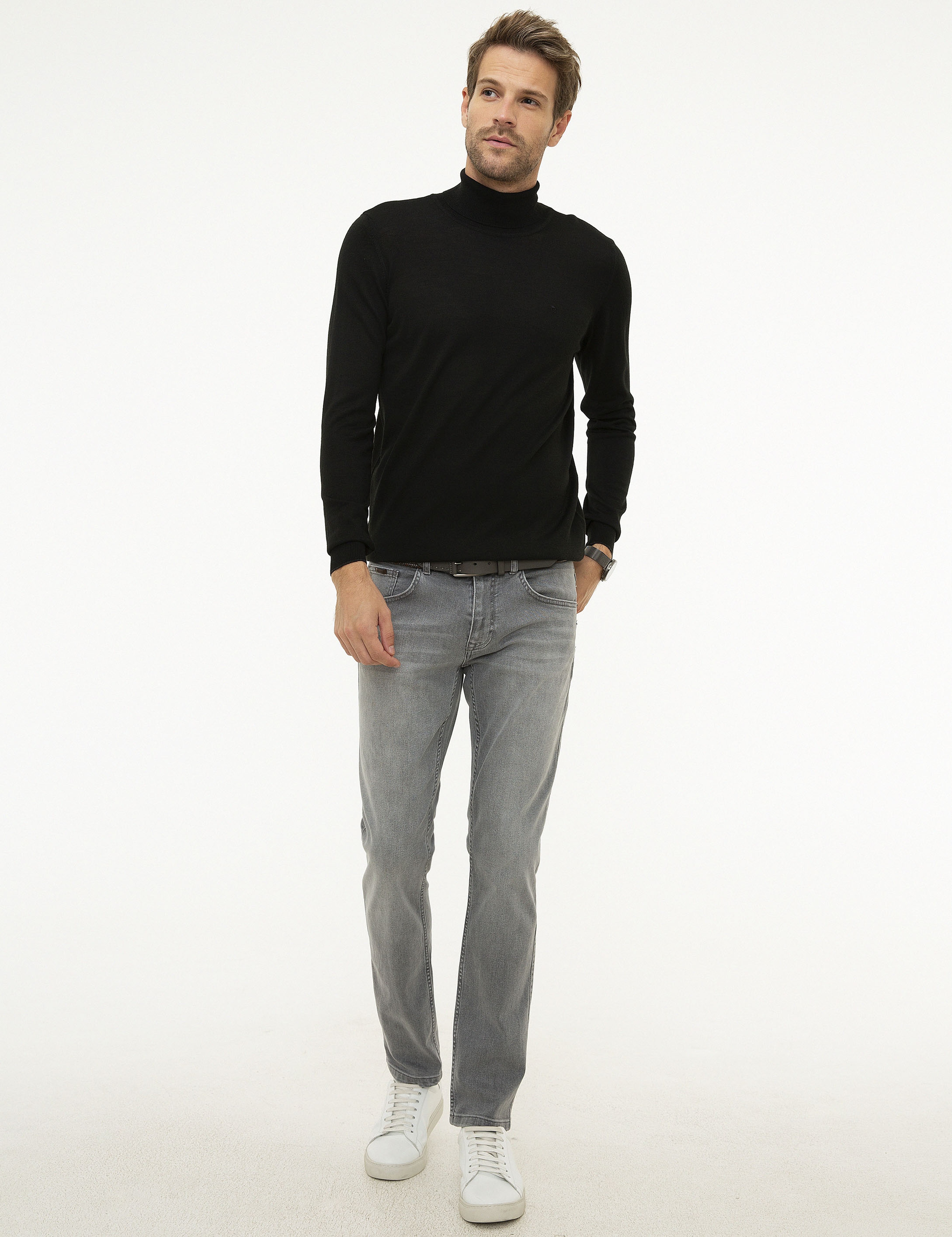 Siyah Slim Fit Tam Balıkçı Yaka Basic Triko Kazak - Image 5