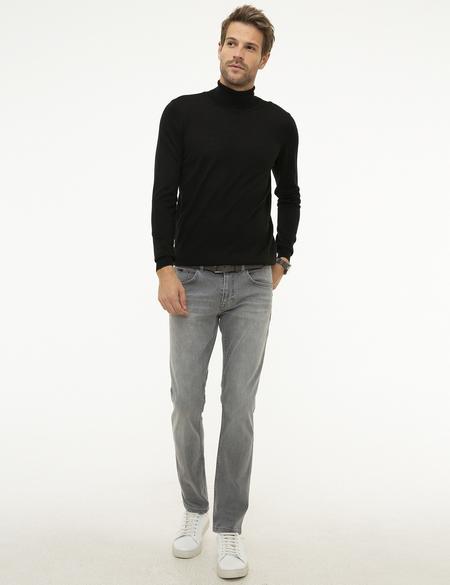 Siyah Slim Fit Tam Balıkçı Yaka Basic Triko Kazak - 50206771006