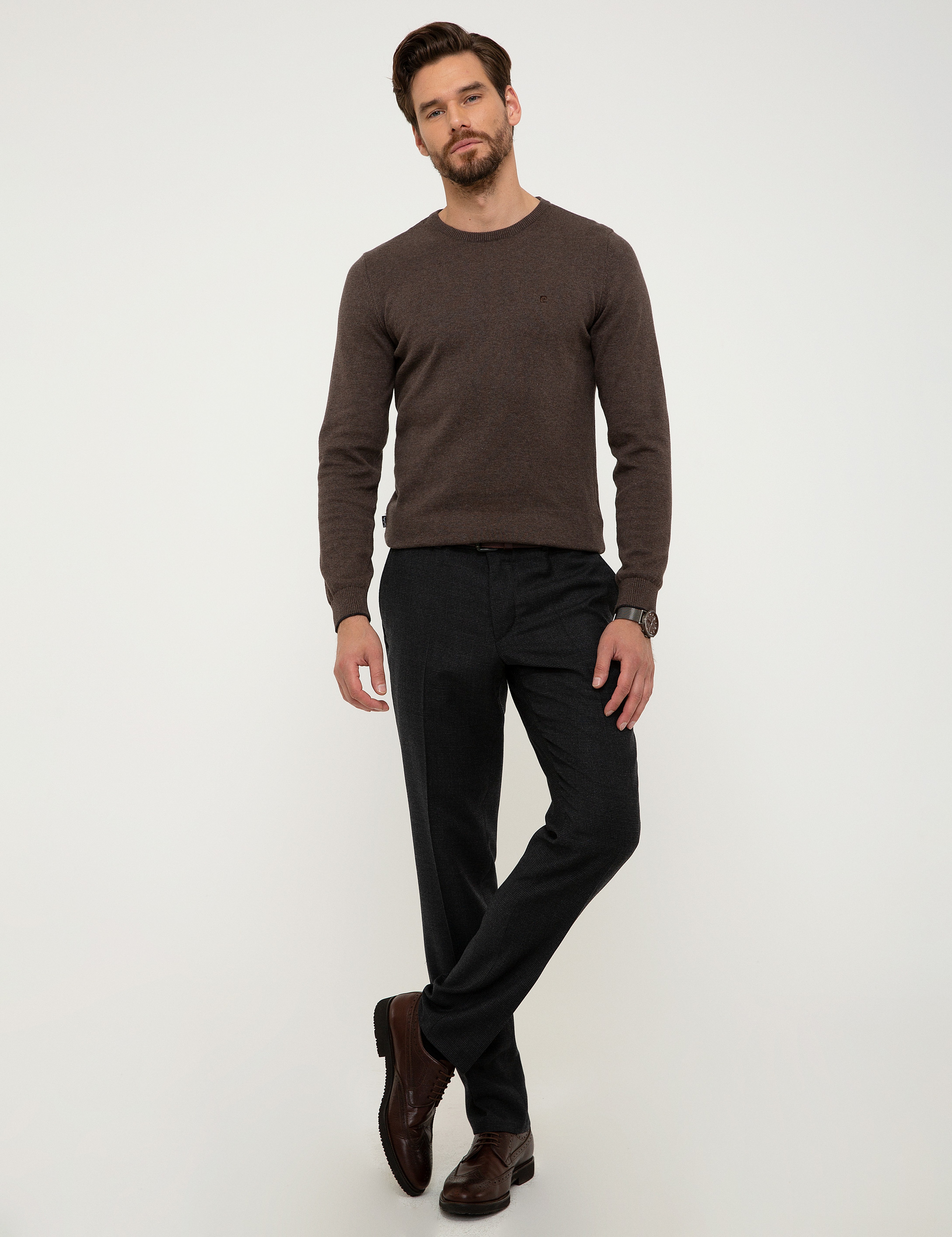 Açık Kahverengi Slim Fit Basic Kazak - Image 5
