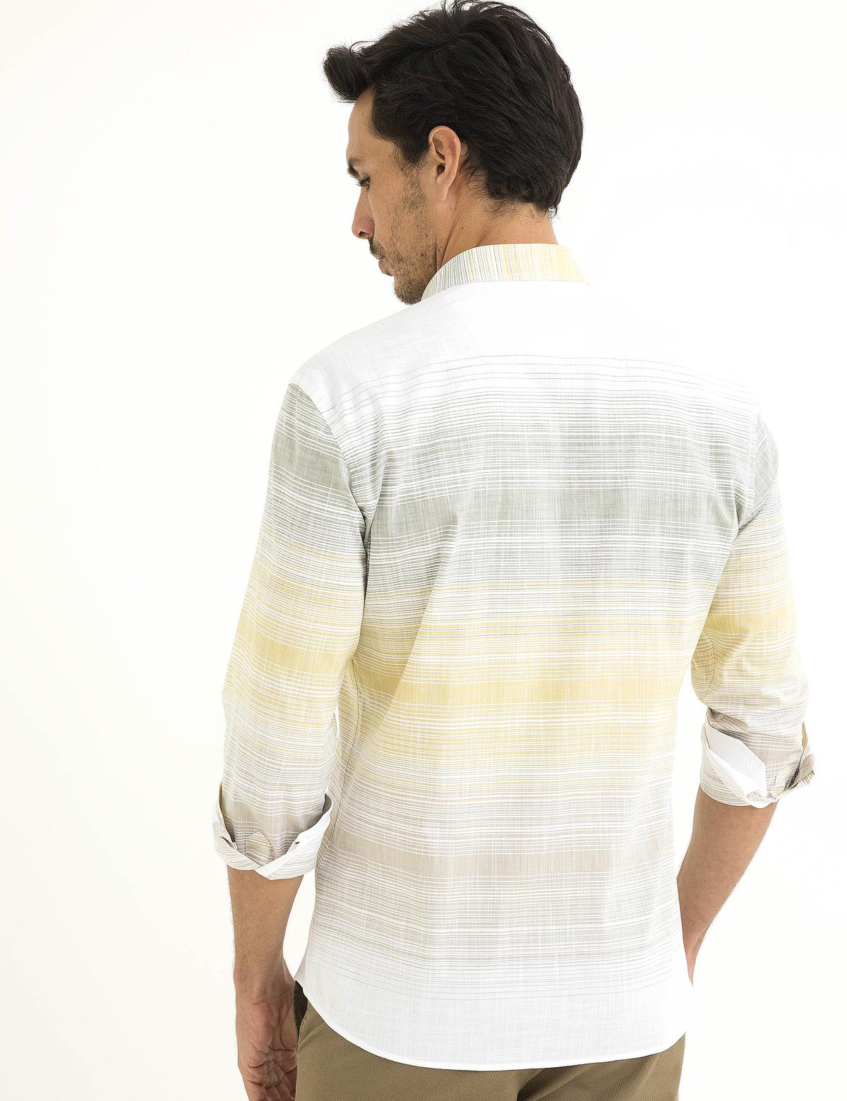 Sarı Detaylı Slim Fit Gömlek - 50188490019