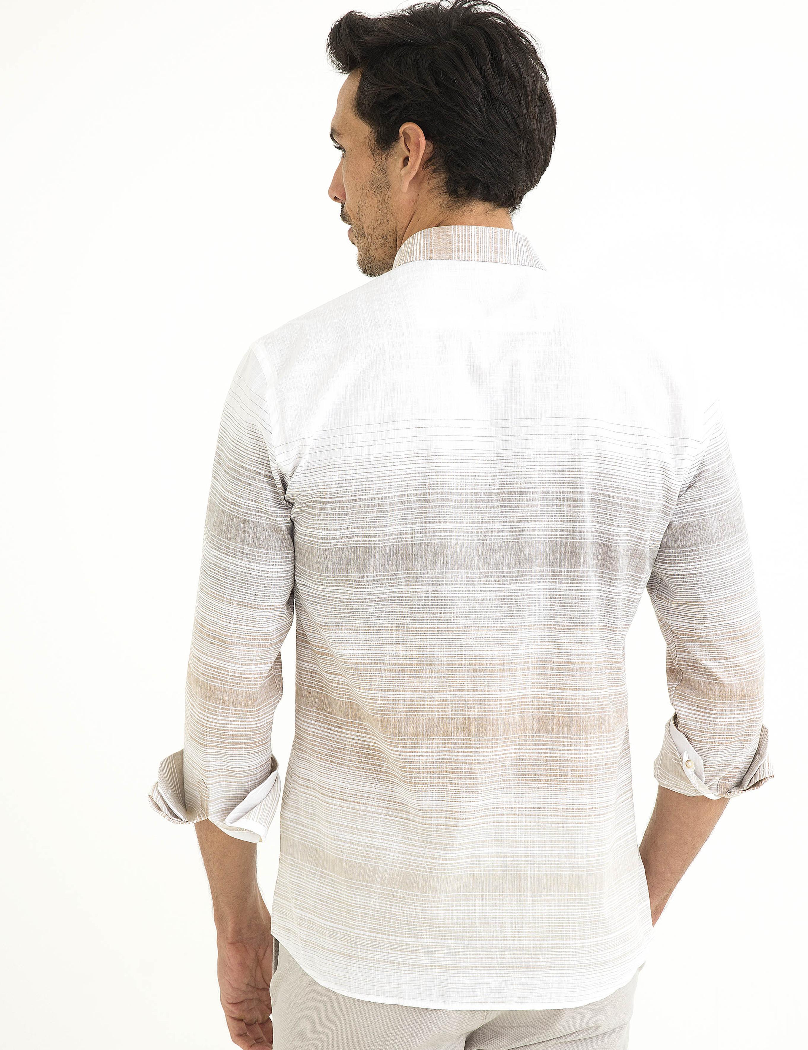 Turuncu Detaylı Slim Fit Gömlek