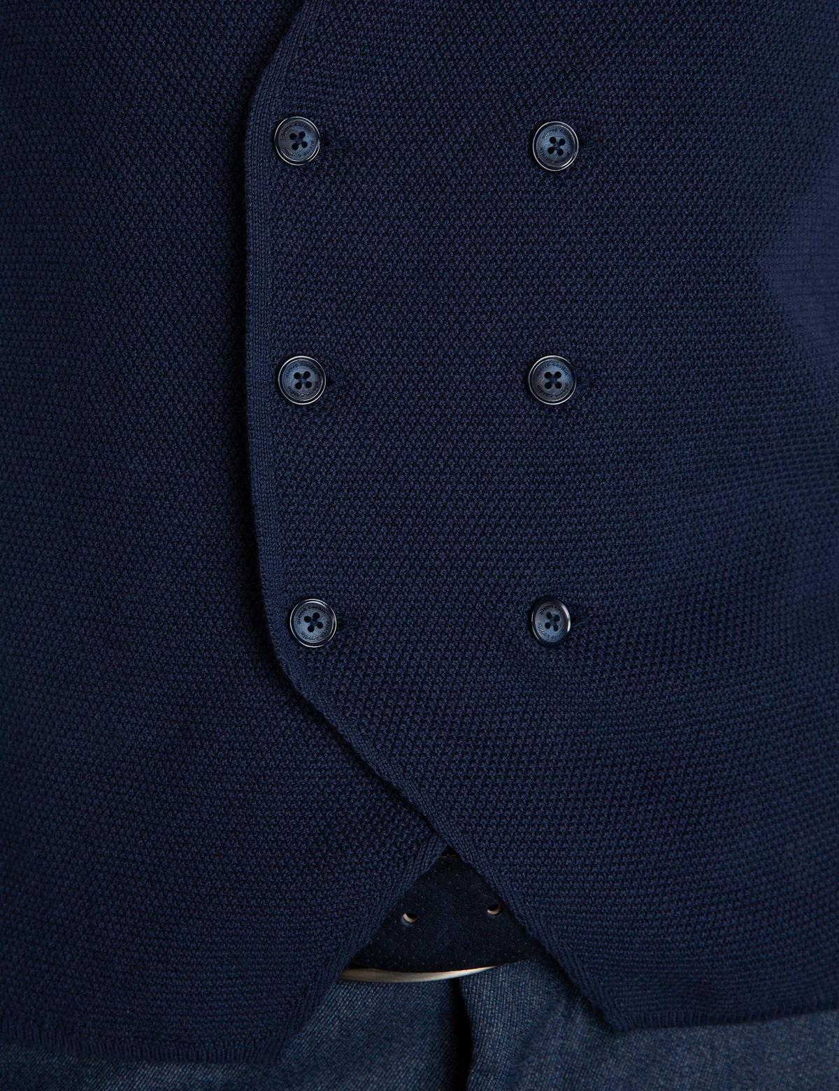 Lacivert Slim Fit Triko Yelek - 50197473004