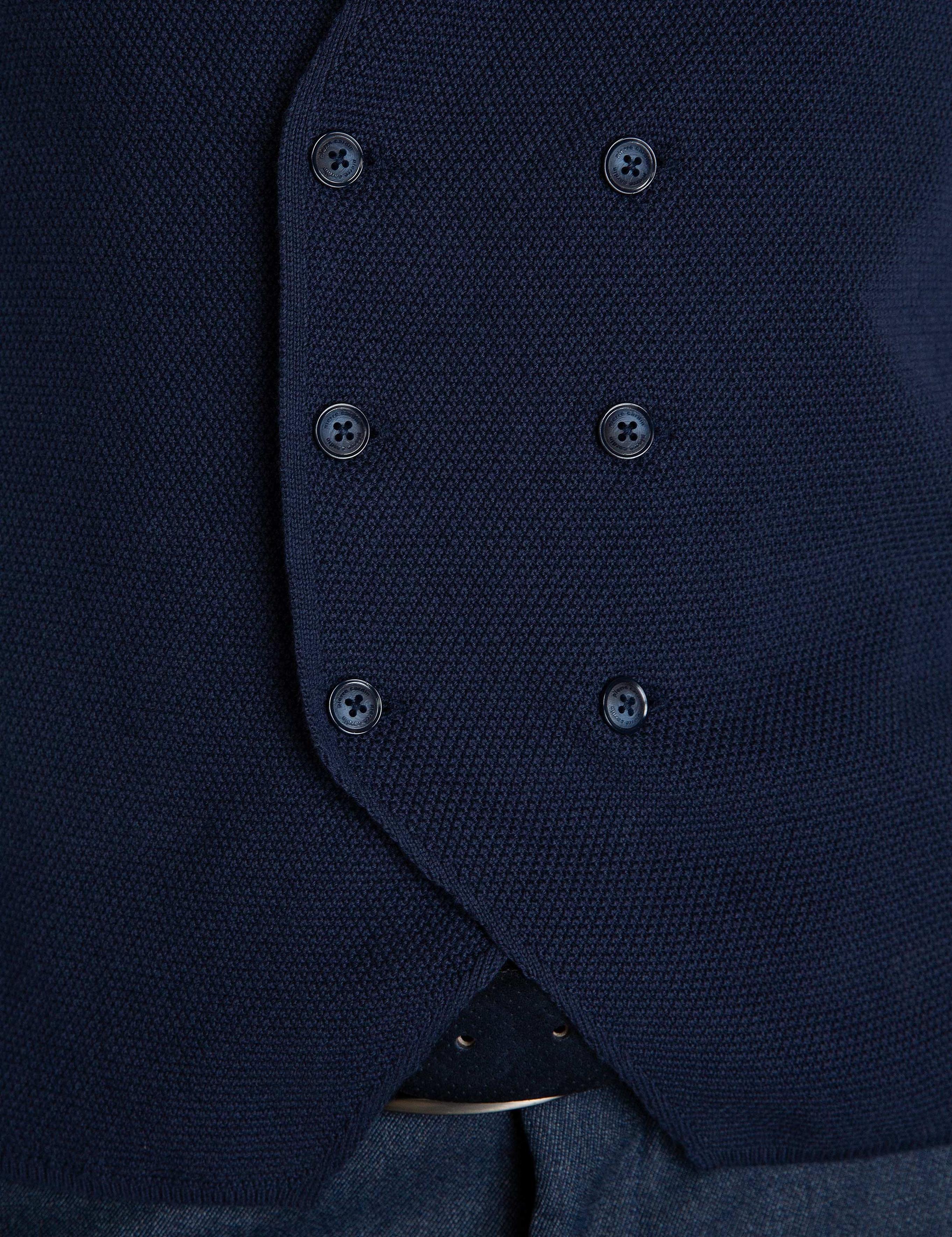 Lacivert Slim Fit Triko Yelek