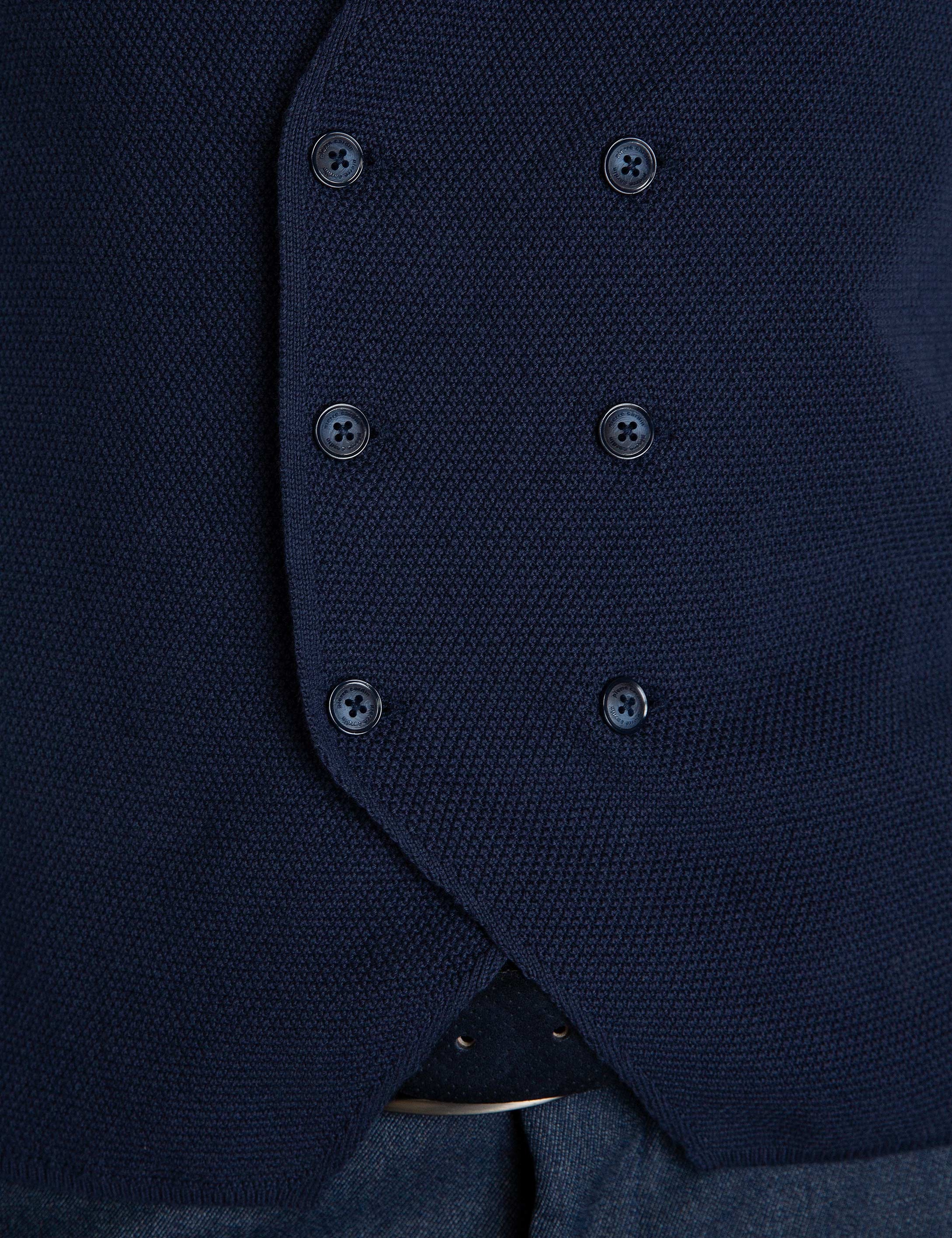 Lacivert Slim Fit Triko Yelek - Image 5