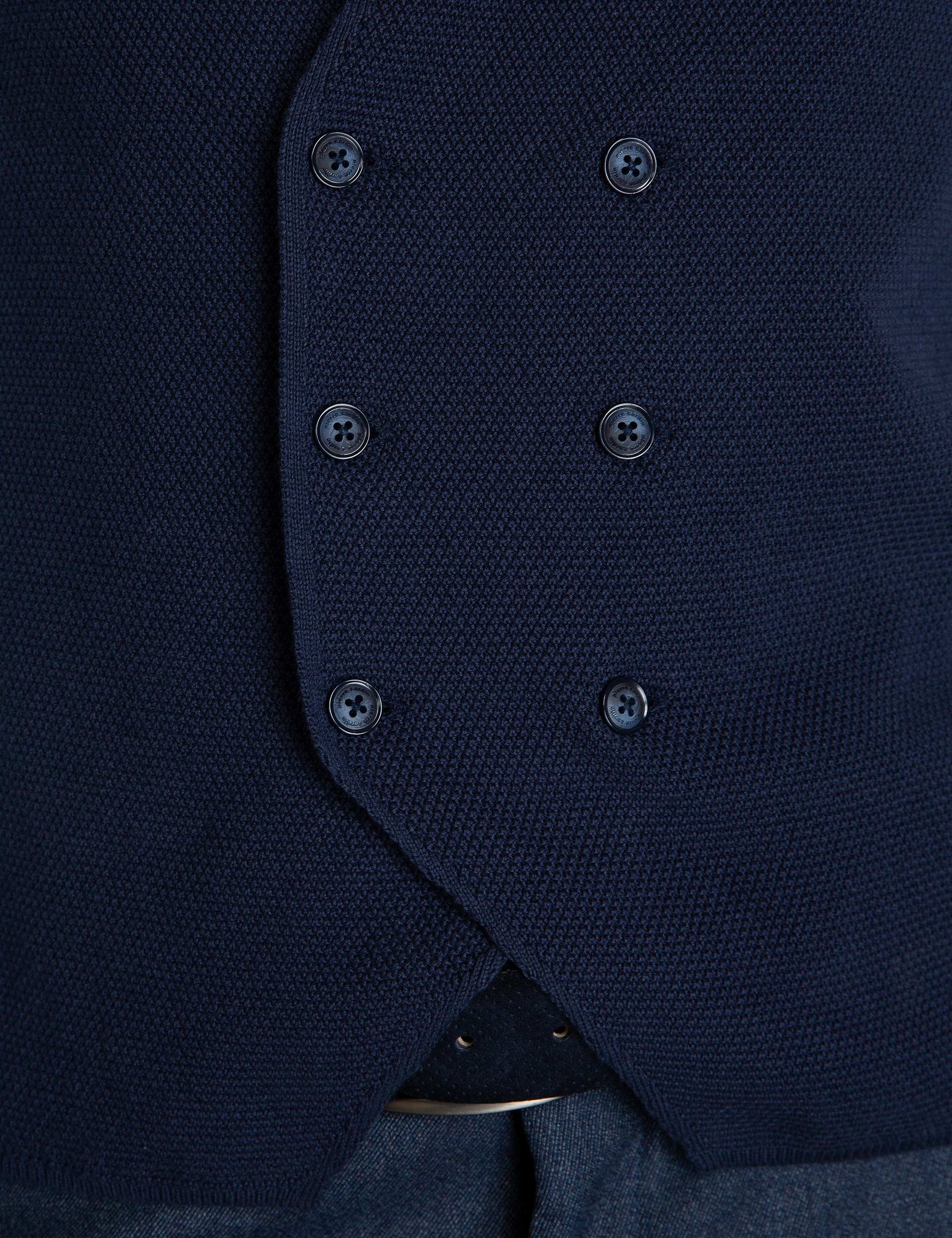 Lacivert Slim Fit Triko Yelek
