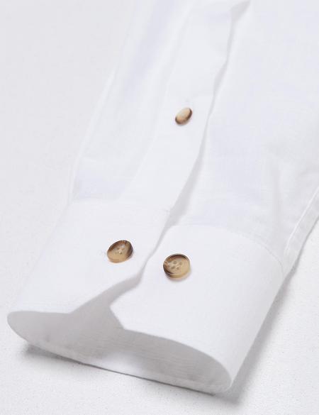 Turuncu Detaylı Beyaz Slim Fit Gömlek - 50187557010