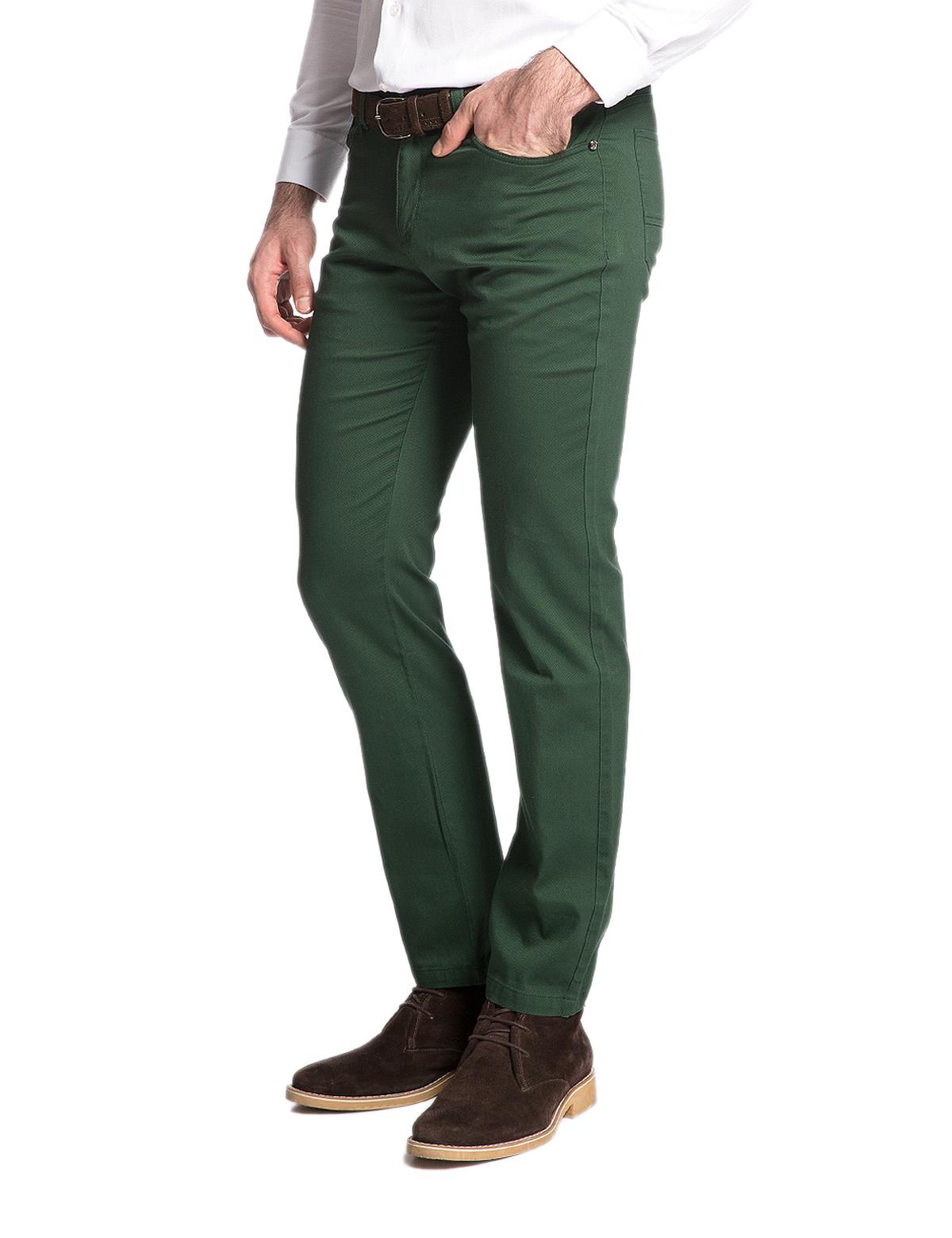 Yeşil Slim Fit Kanvas Pantolon - 50155617028