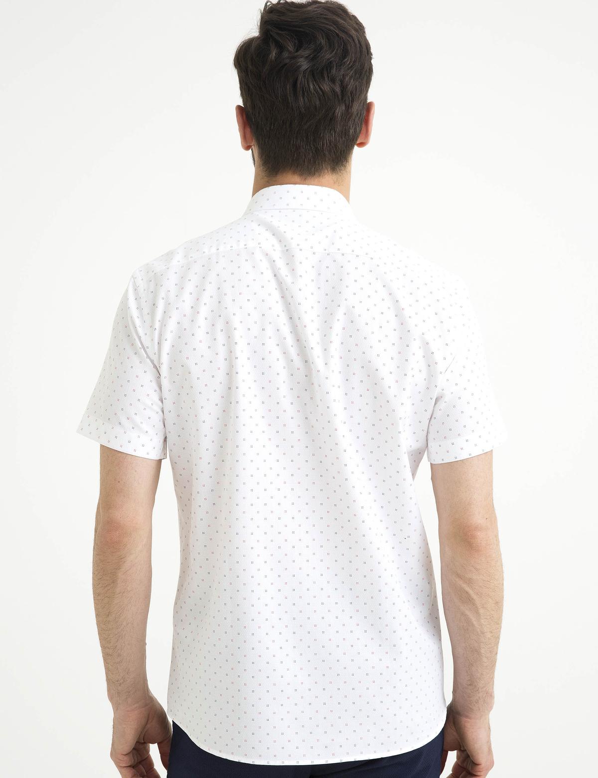 Beyaz Regular Fit Kısa Kollu Gömlek - 50187495001