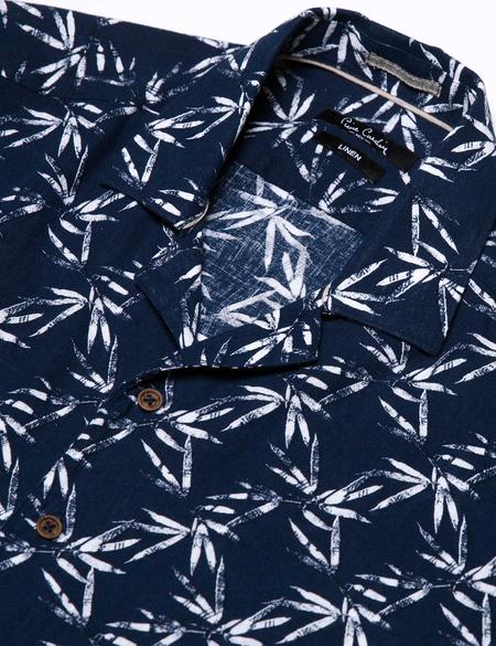 Lacivert Slim Fit Apaş Yaka Kısa Kollu Gömlek - 50189059007