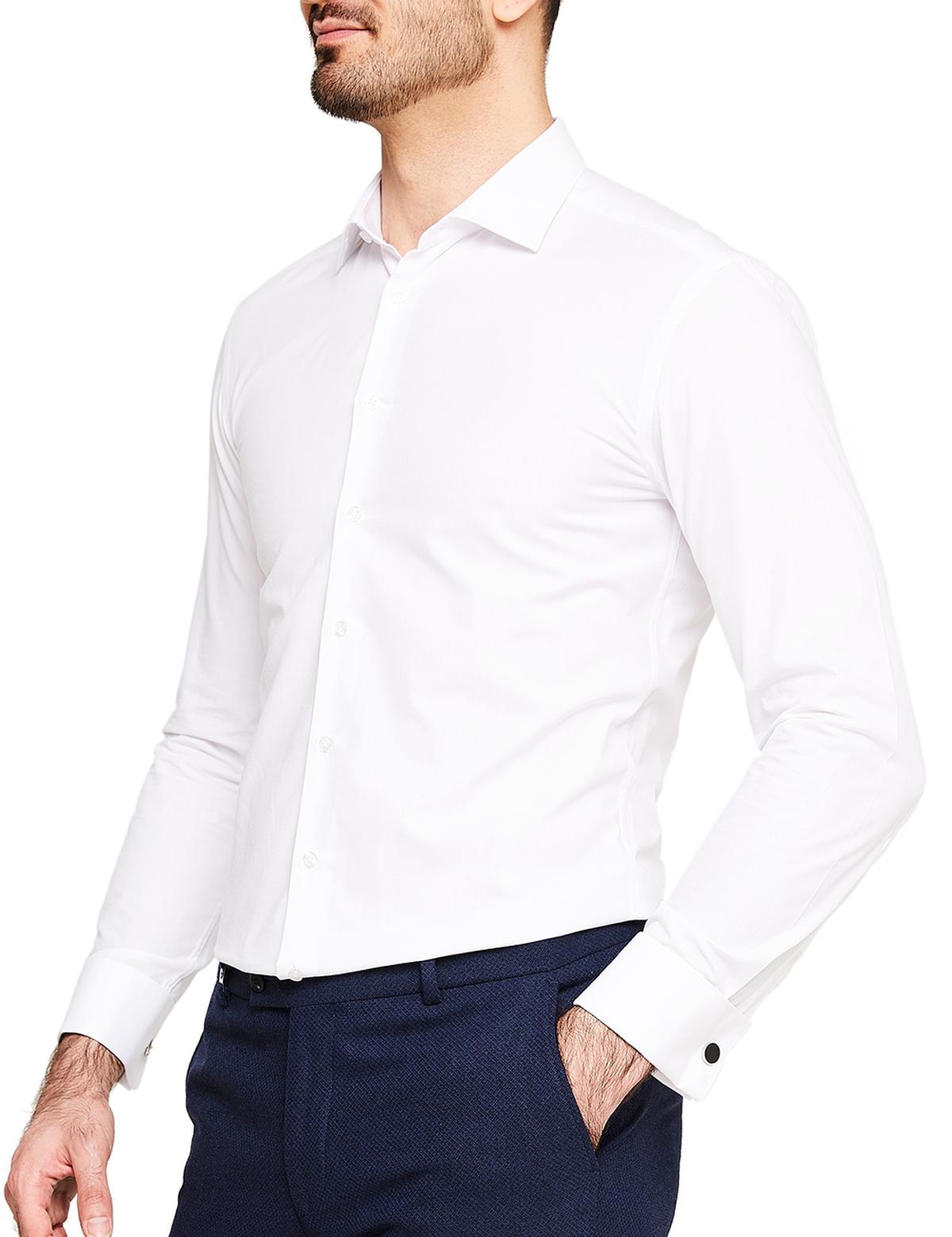 Beyaz Slim Fit Basic Gömlek - 50155033002