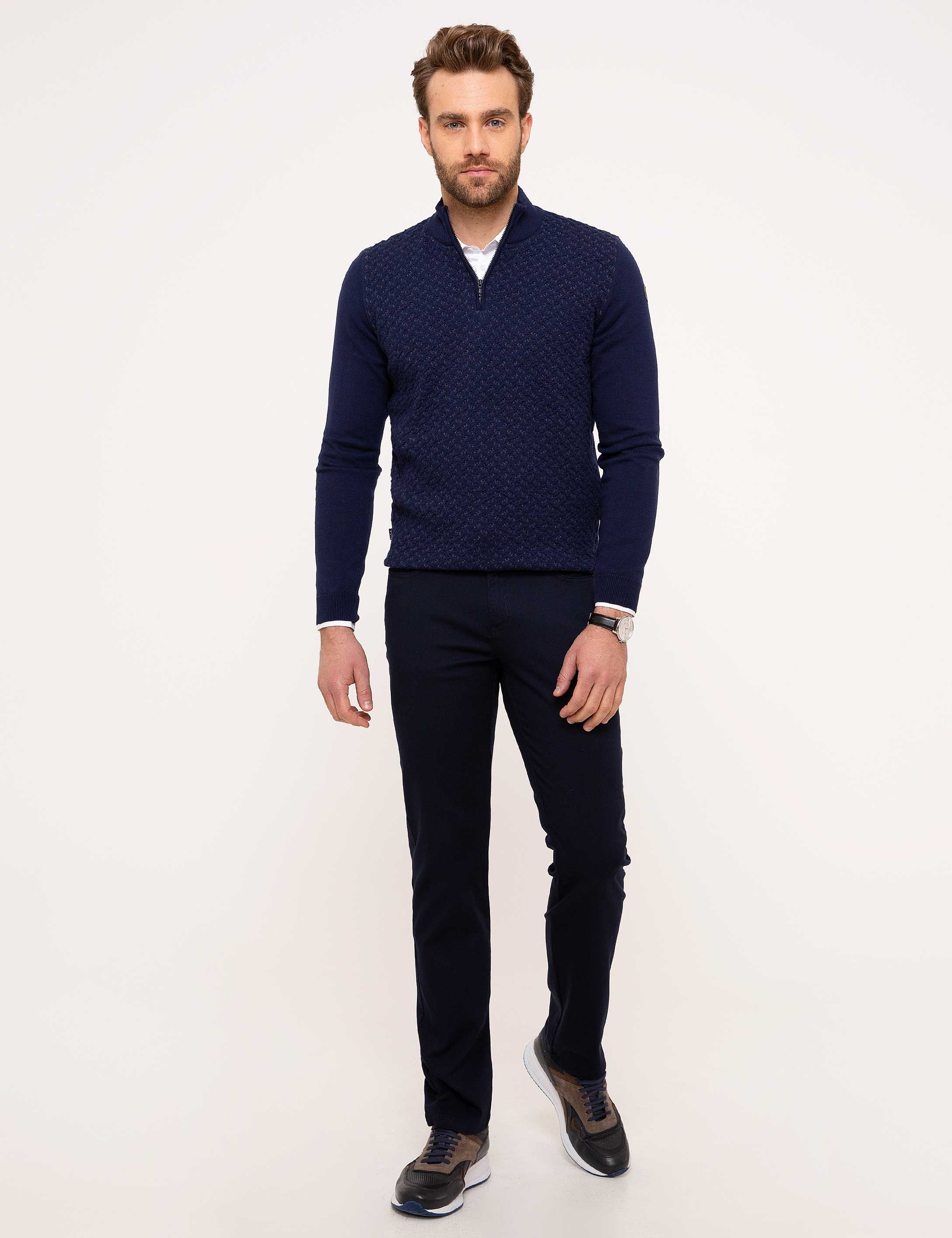 Lacivert Slim Fit Triko Kazak - Image 5