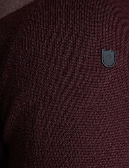 Bordo Slim Fit Yün Karışımlı Triko Kazak - 50193346036