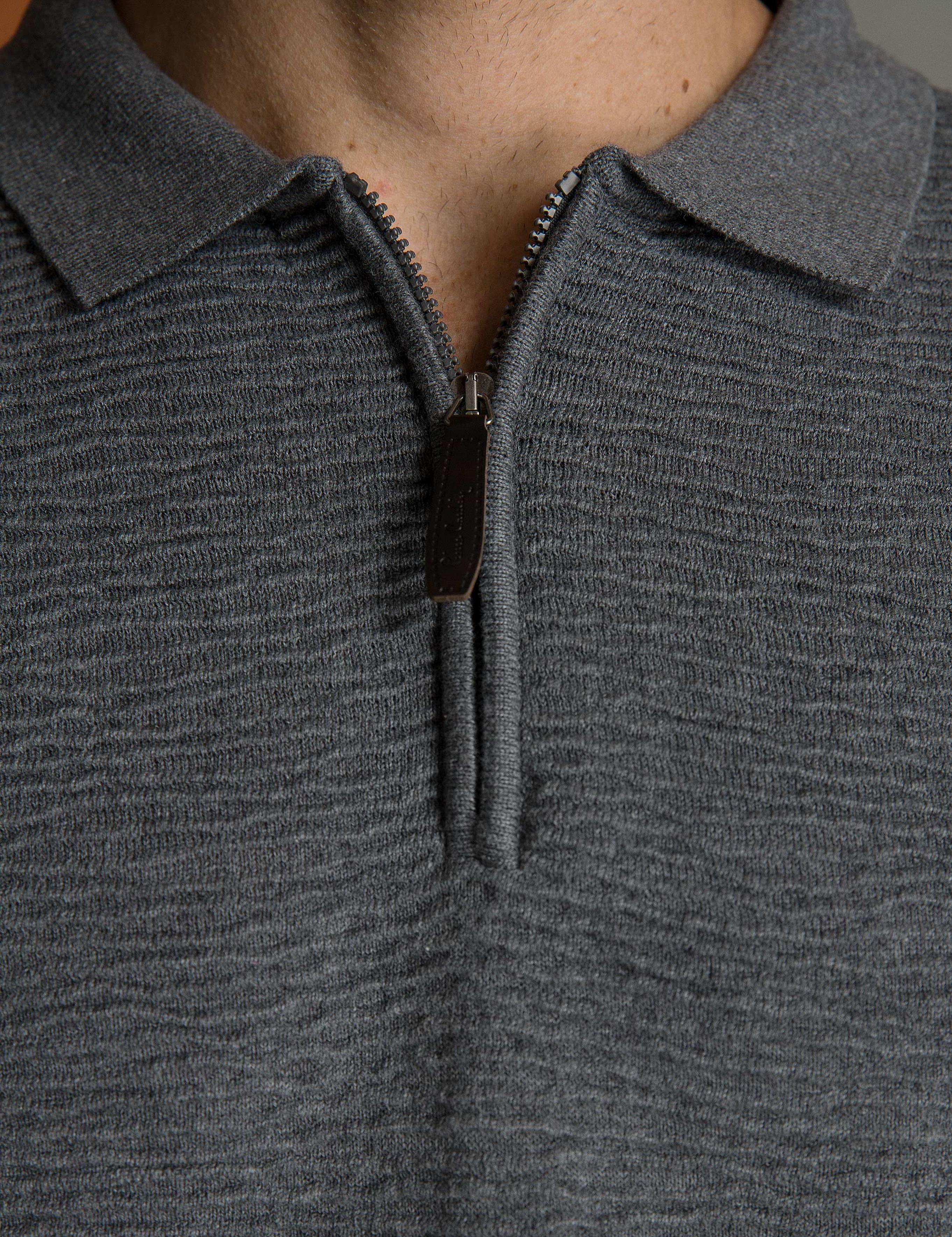 Gri Melanj Slim Fit Triko Kazak