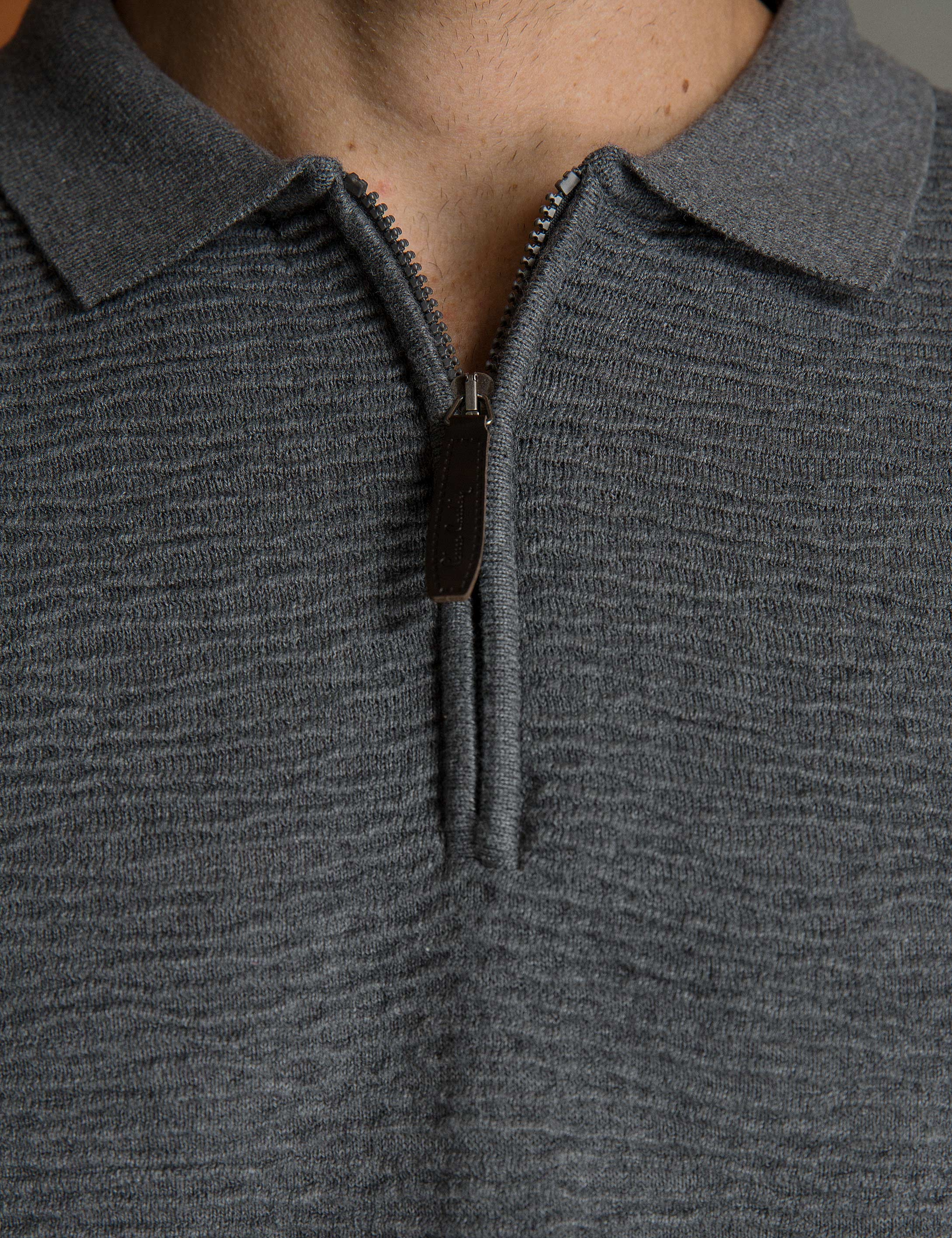 Gri Melanj Slim Fit Triko Kazak - Image 5