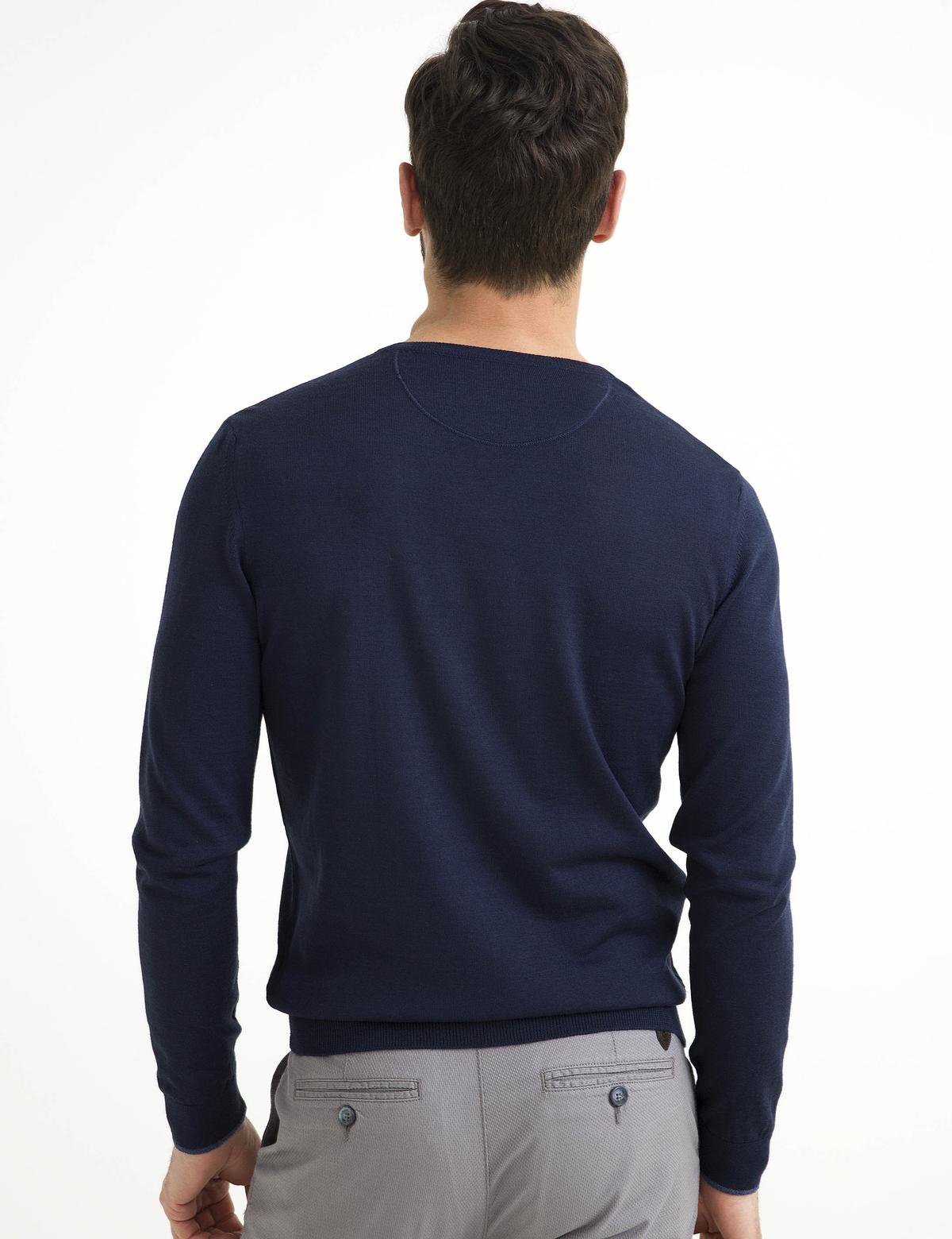 Lacivert Slim Fit Basic Triko Kazak - 50193441011