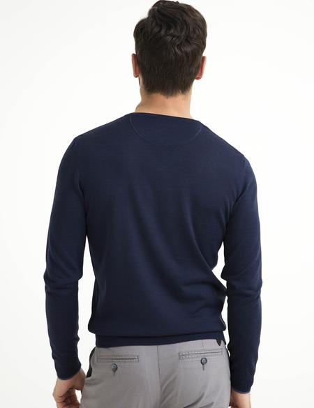 Lacivert Slim Fit Basic Triko Kazak - 50193441011