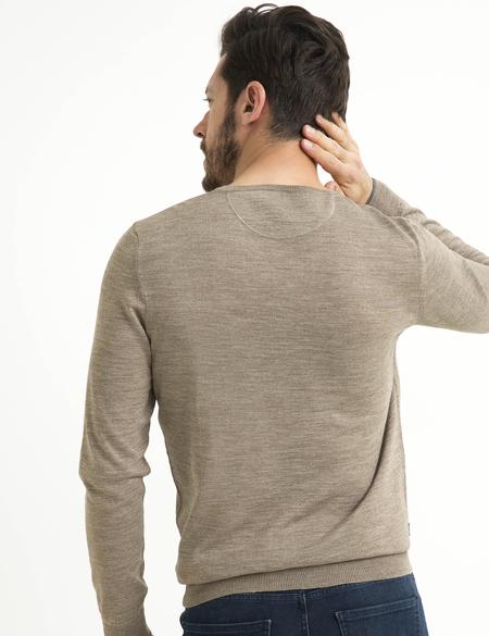 Bej Slim Fit Basic Triko Kazak - 50193441053