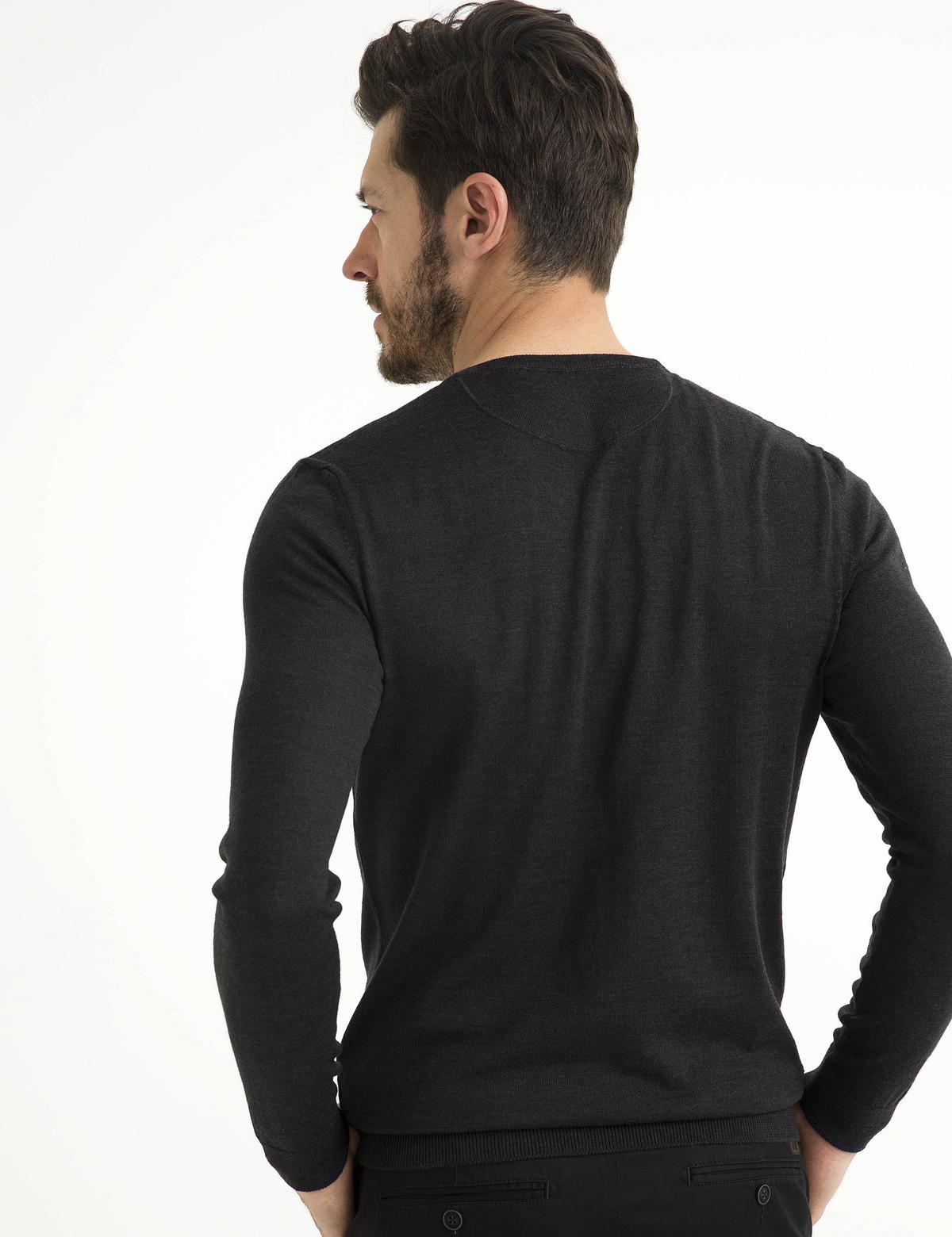 Antrasit Melanj Slim Fit Basic Kazak - 50193441064