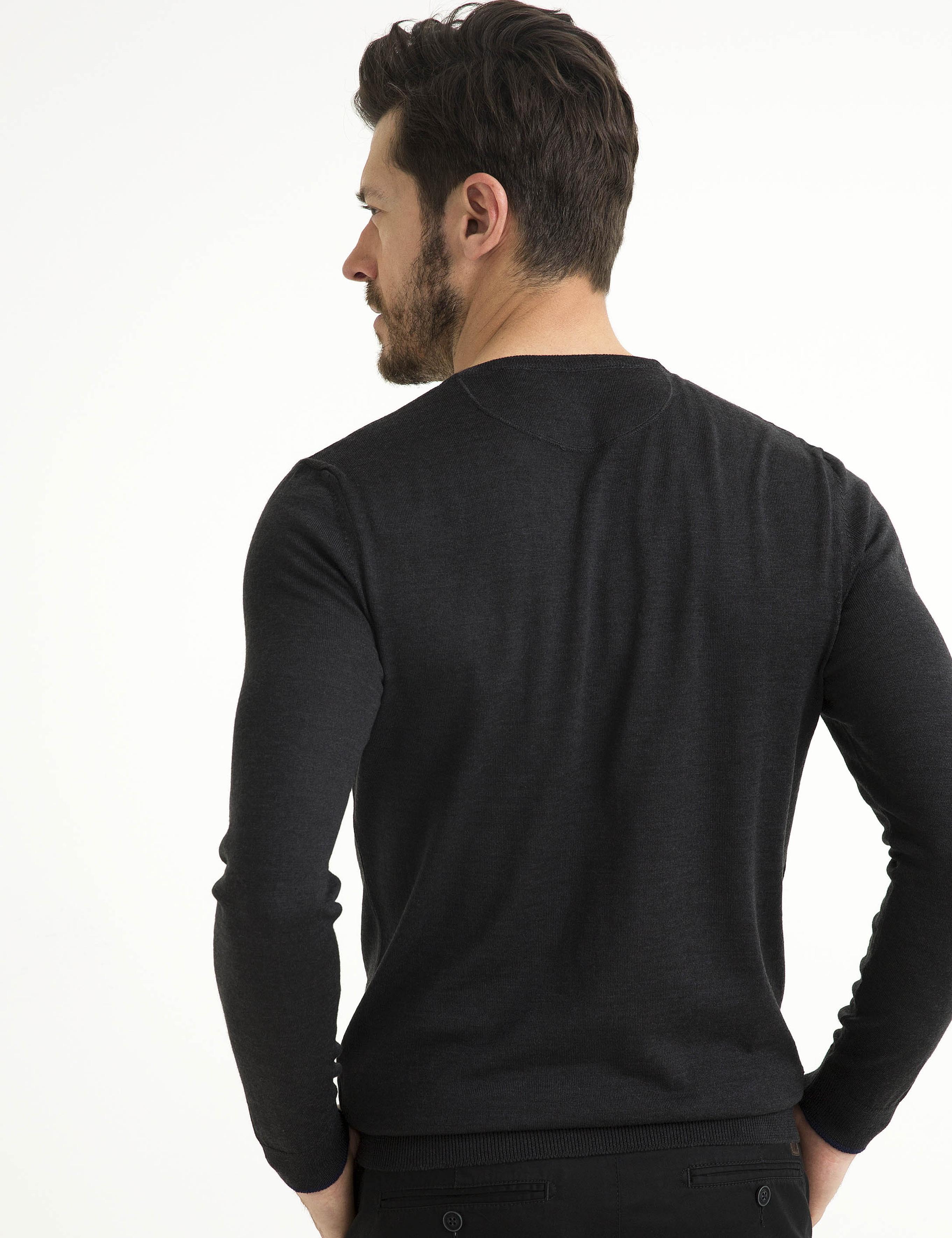 Antrasit Melanj Slim Fit Basic Kazak