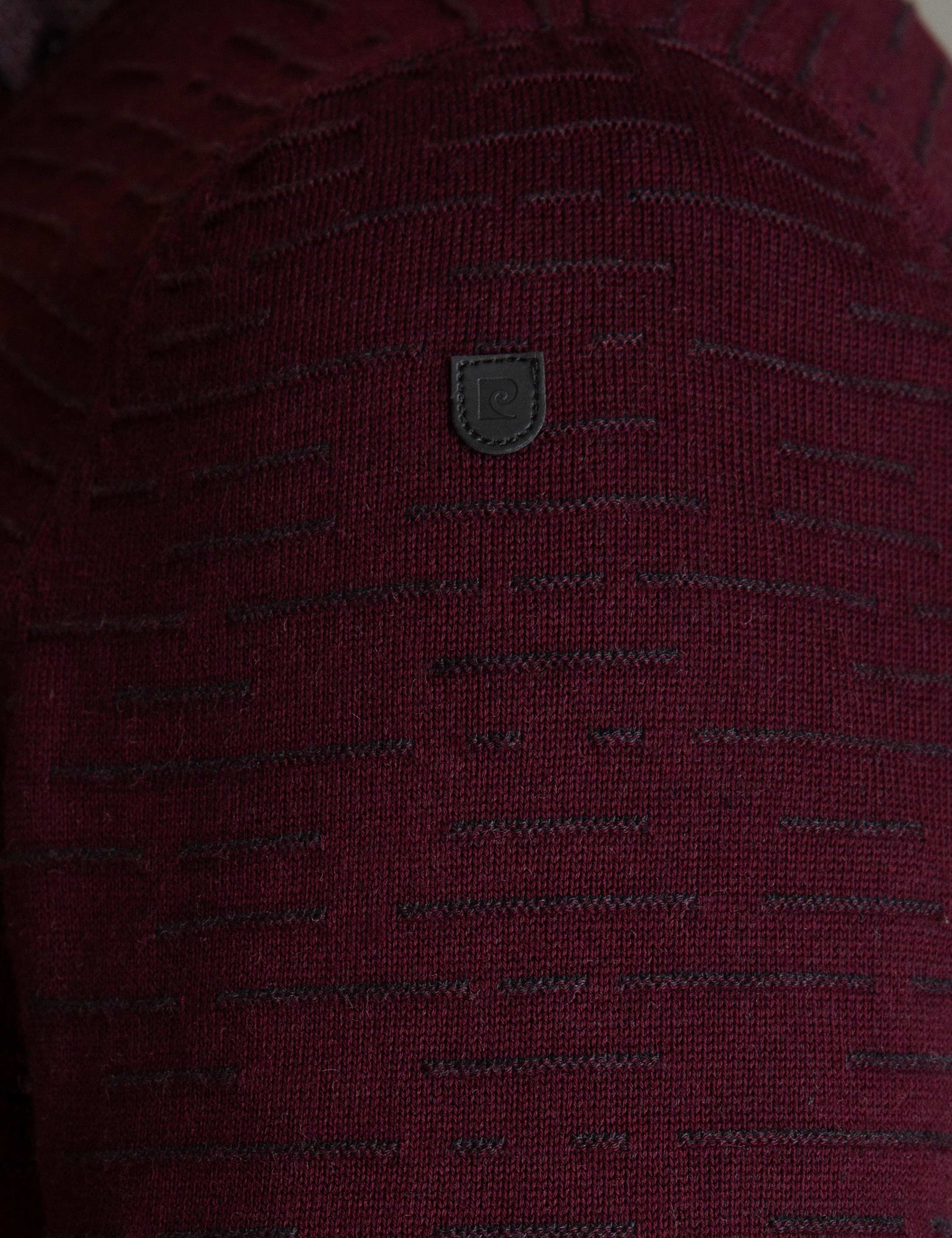 Bordo Slim Fit V Yaka Triko Kazak - Image 5