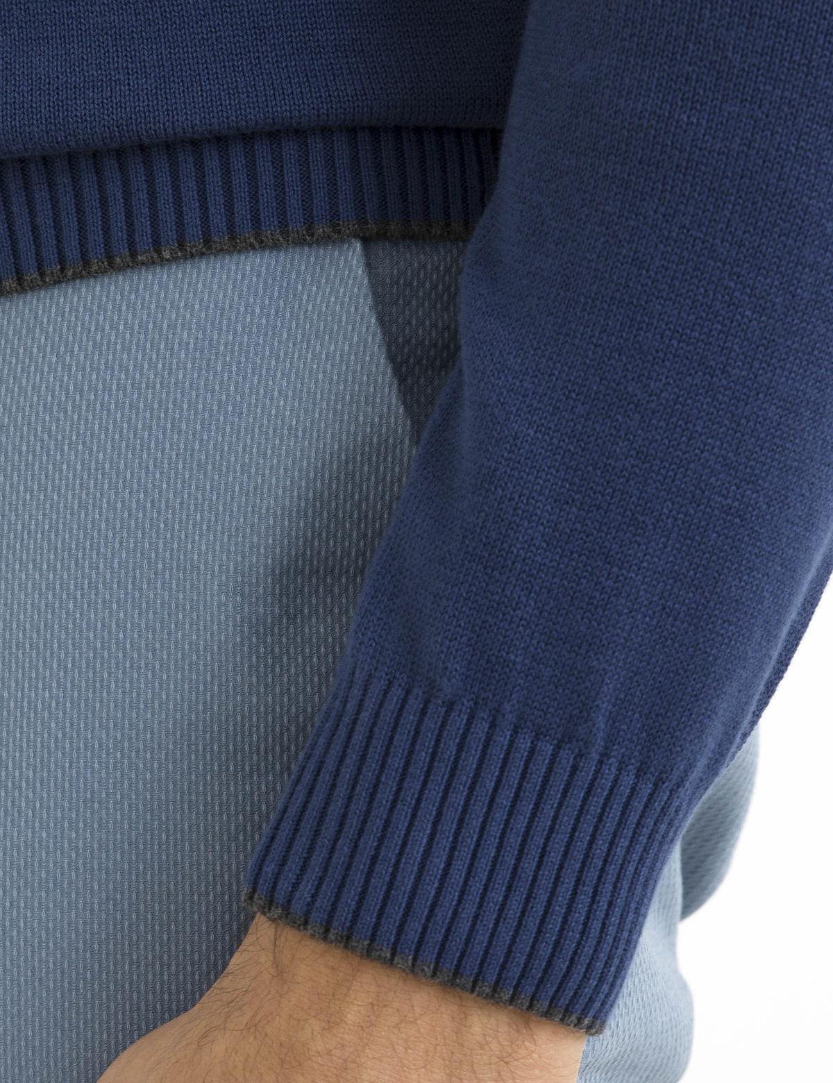 İndigo Mavi Slim Fit Bisiklet Yaka Basic Triko Kazak - 50194202053