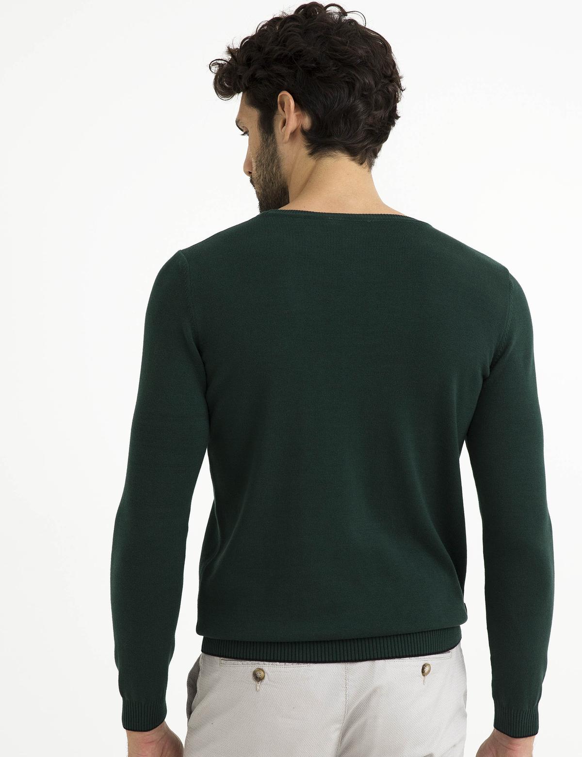 Yeşil Slim Fit Bisiklet Yaka Basic Triko Kazak - 50194202084