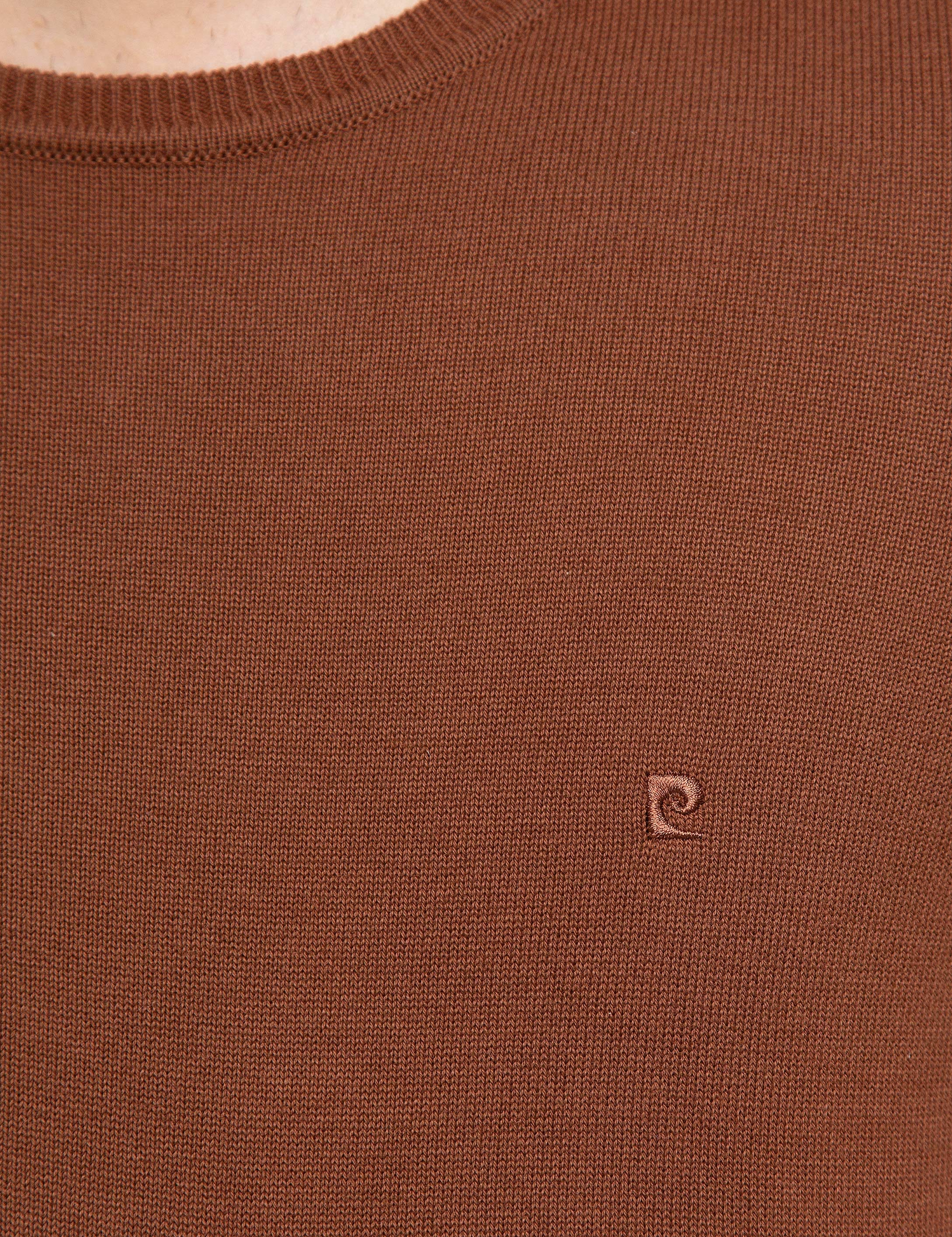 Turuncu Slim Fit Bisiklet Yaka Basic Triko Kazak