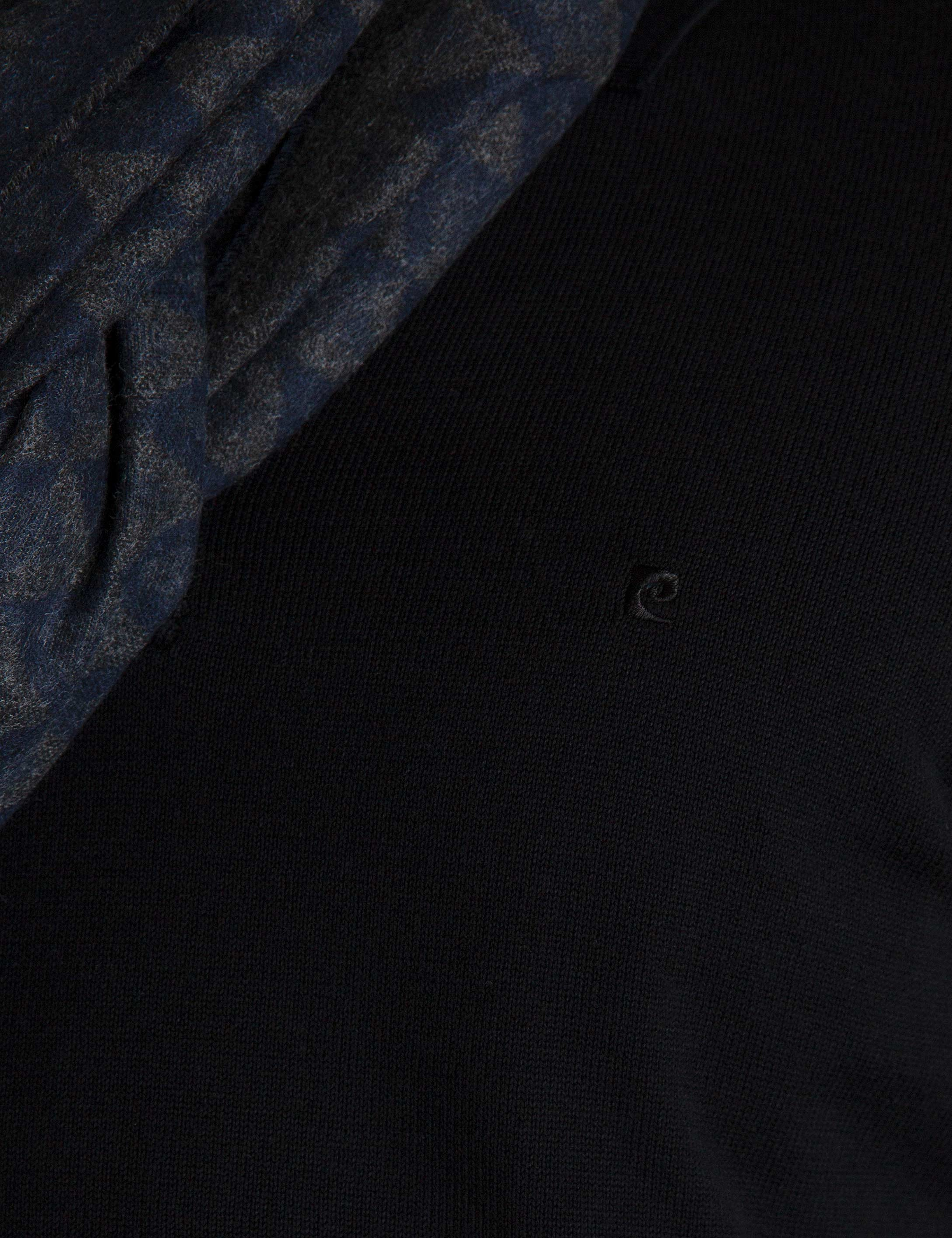 Siyah Slim Fit Polo Yaka Basic Triko Kazak - Image 5