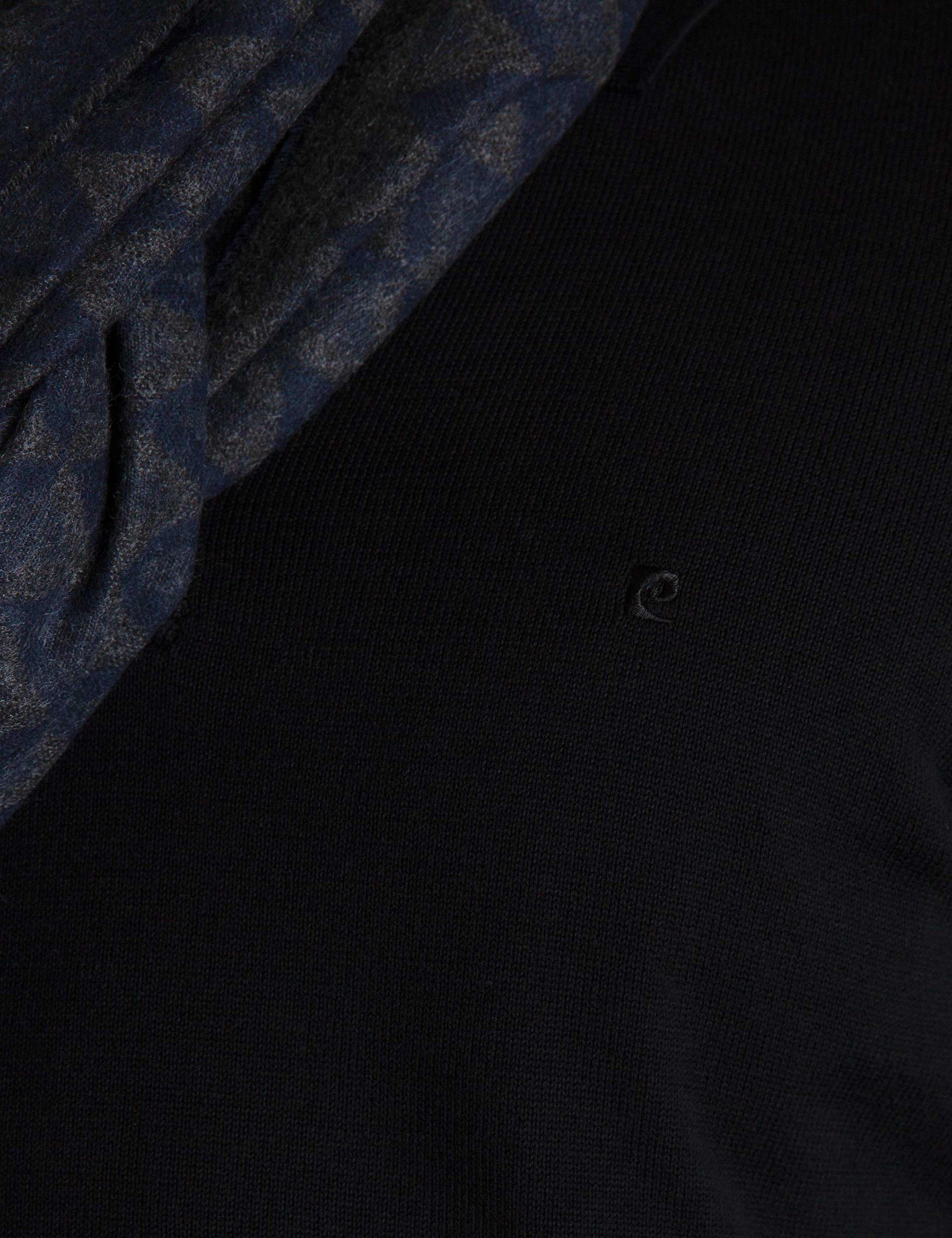 Siyah Slim Fit Polo Yaka Basic Triko Kazak