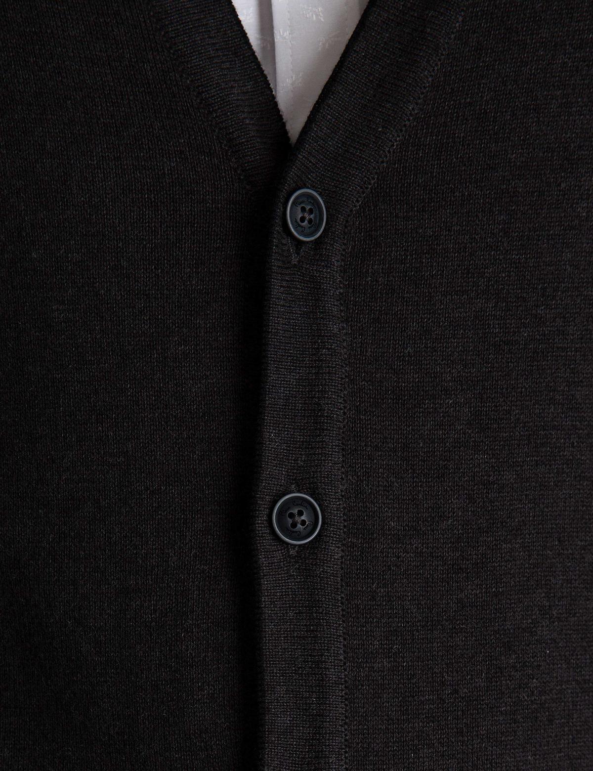 Antrasit Melanj Slim Fit Basic Triko Hırka - 50194206054