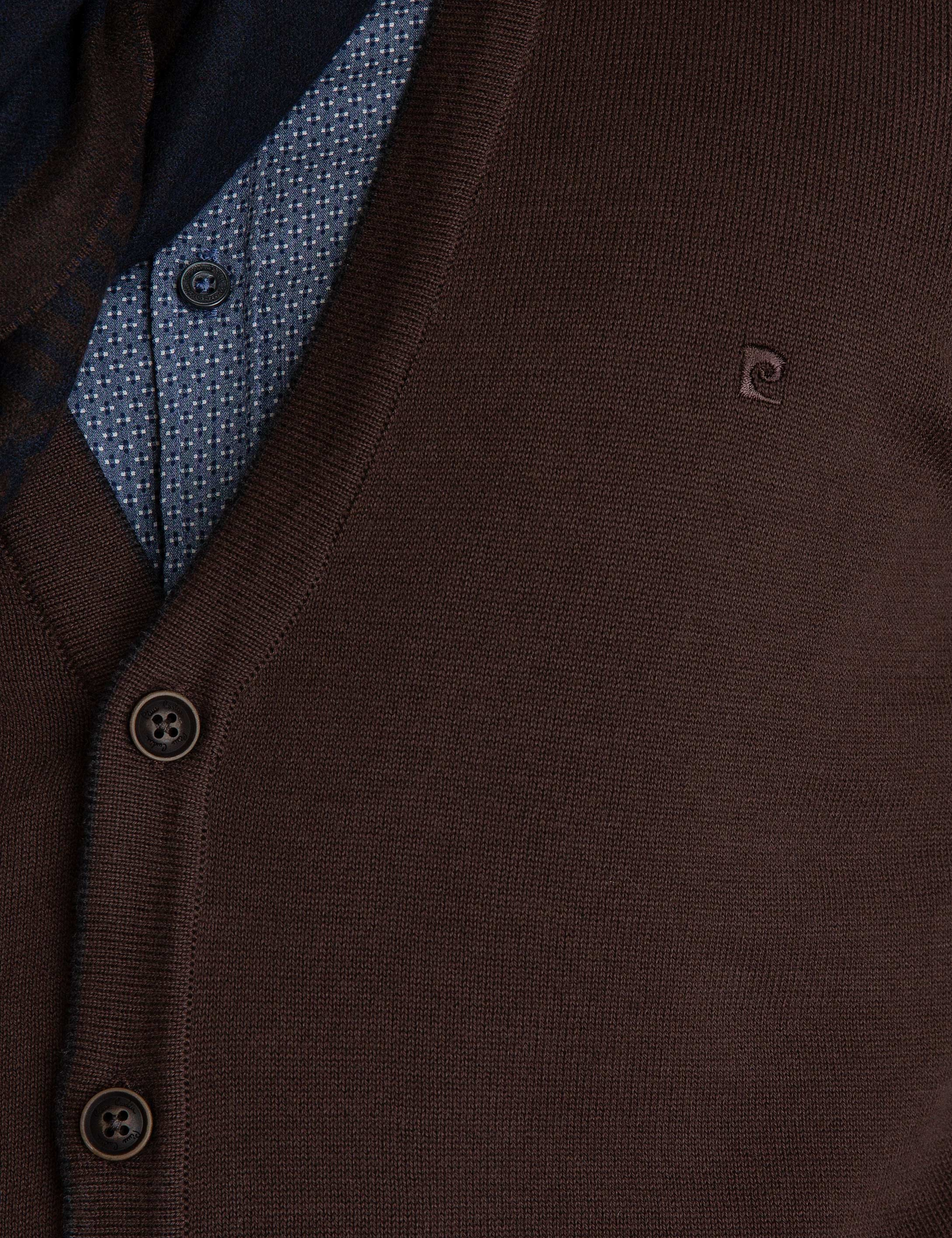Kahverengi Slim Fit Basic Triko Hırka - Image 5