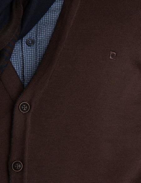 Kahverengi Slim Fit Basic Triko Hırka - 50194206021