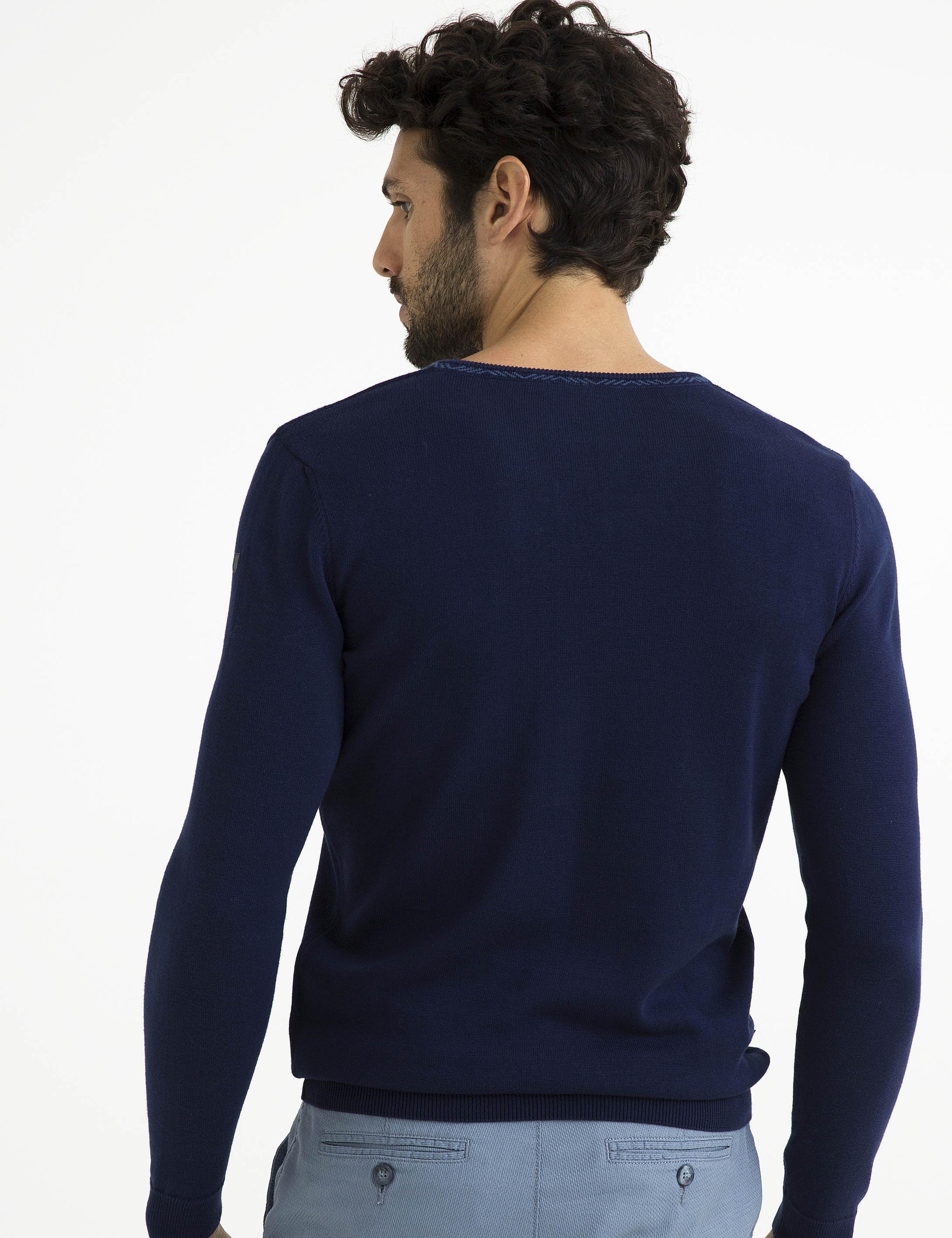 Lacivert Slim Fit V Yaka Triko Kazak