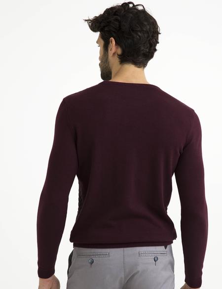 Bordo Slim Fit Triko Kazak - 50194469037