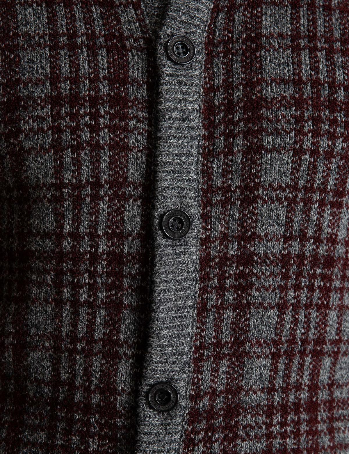 Bordo Slim Fit Triko Hırka - 50194744004