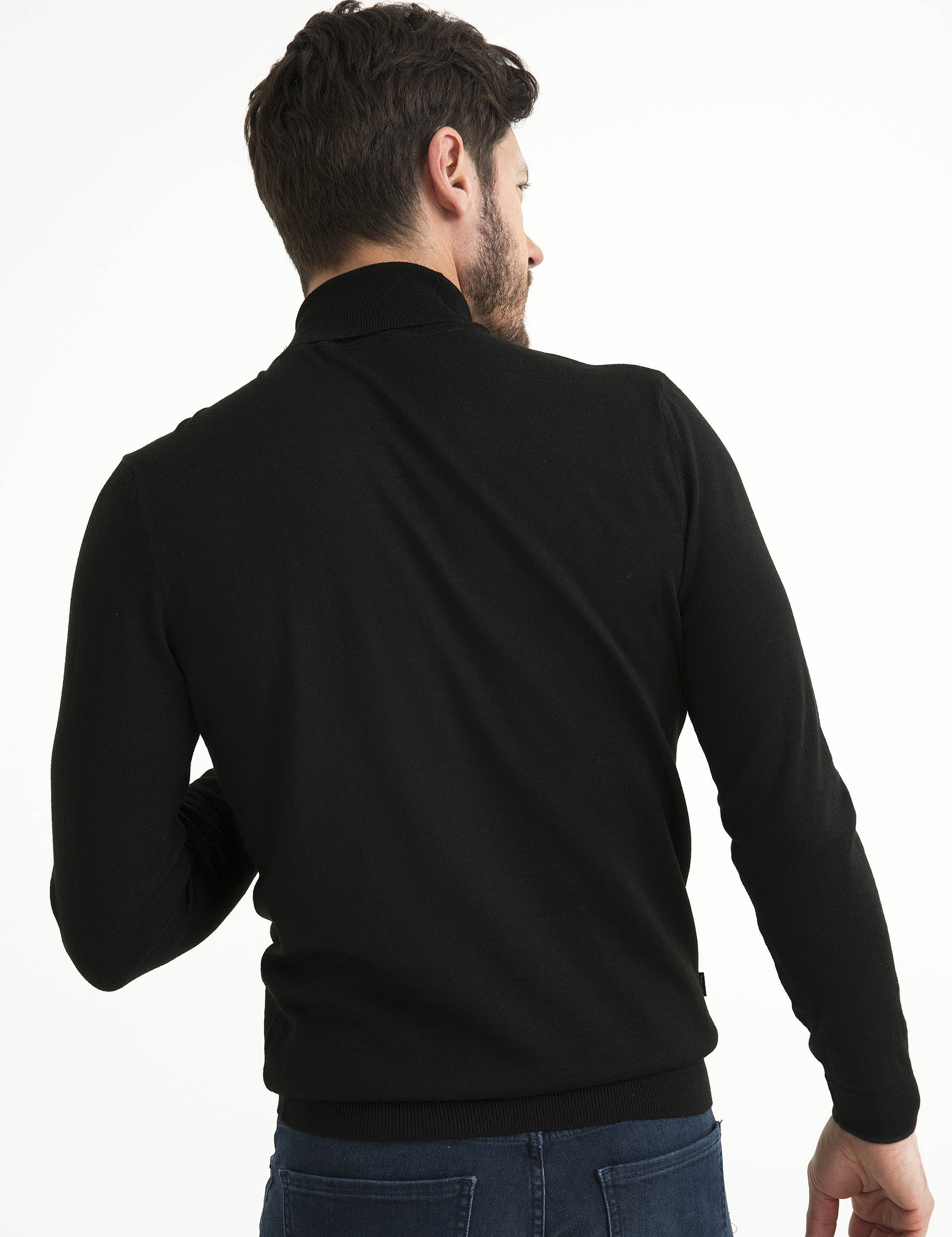 Siyah Slim Fit Tam Balıkçı Yaka Basic Triko Kazak - Image 5