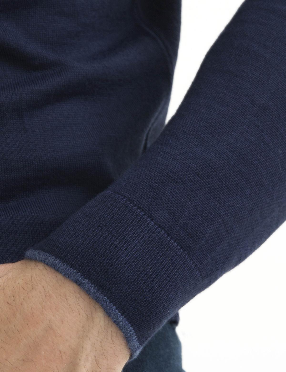 Lacivert Slim Fit Basic Triko Kazak - 50193443011