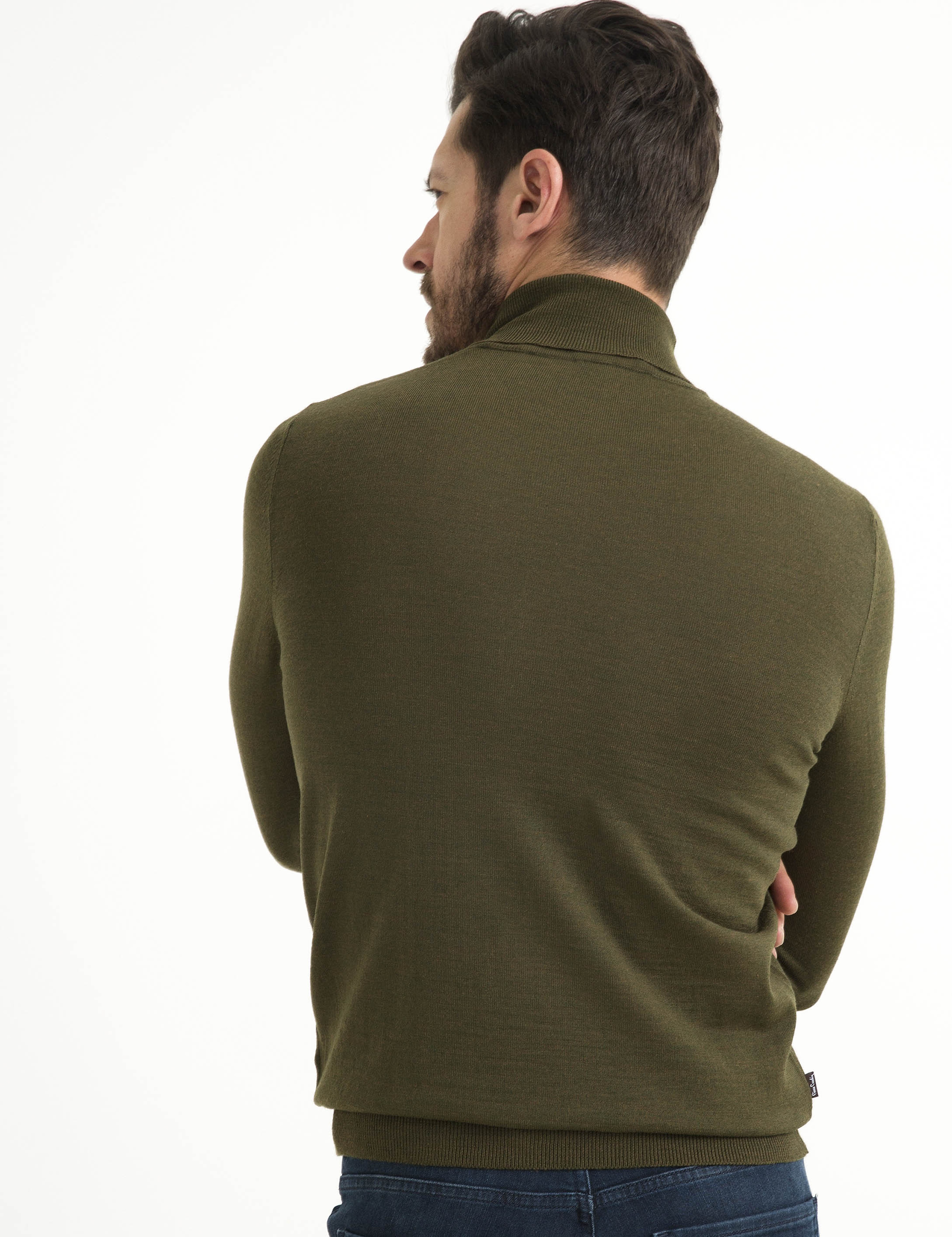 Haki Slim Fit Basic Triko Kazak