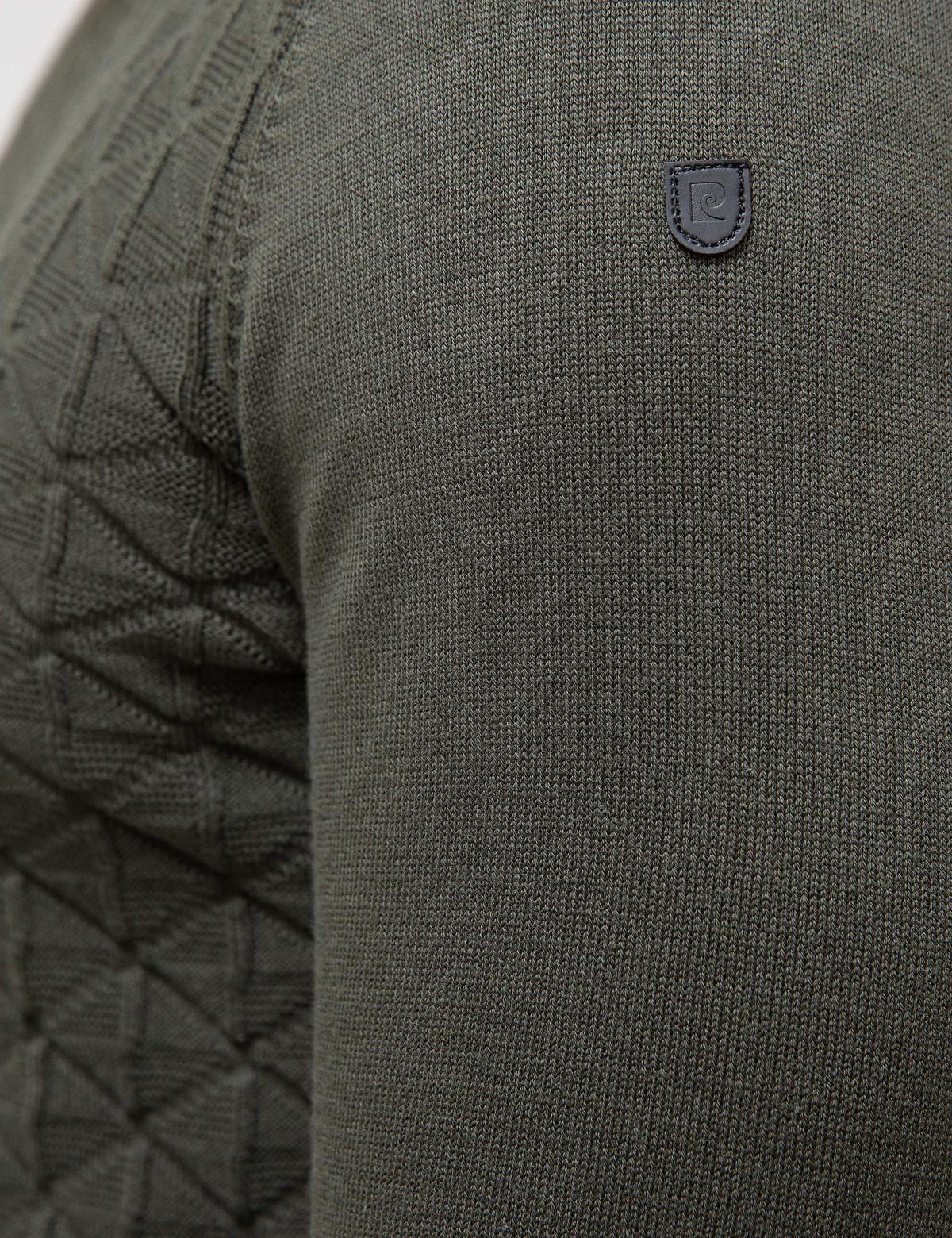 Haki Slim Fit Bisiklet Yaka Triko Kazak - 50194168067