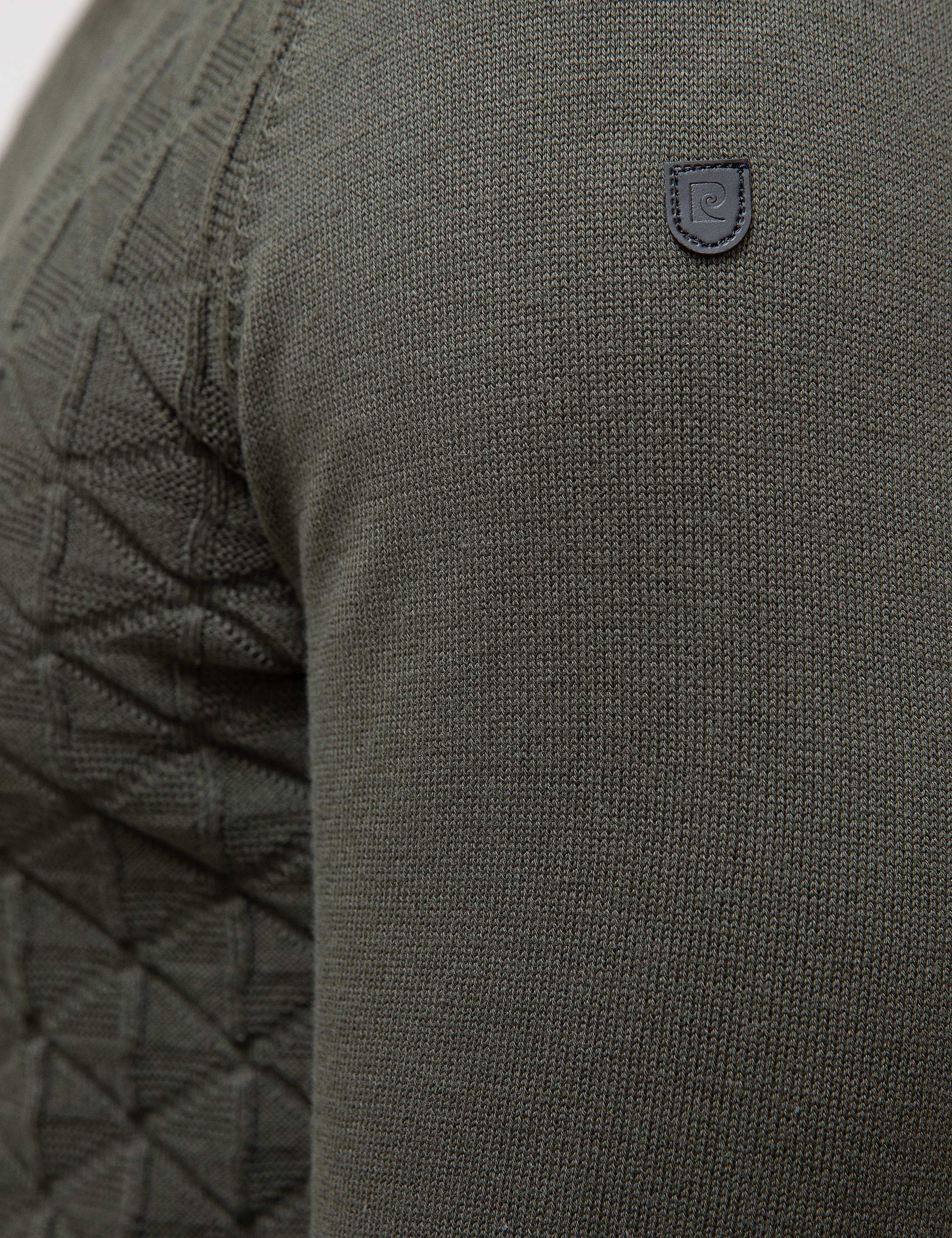 Haki Slim Fit Bisiklet Yaka Triko Kazak - Image 5