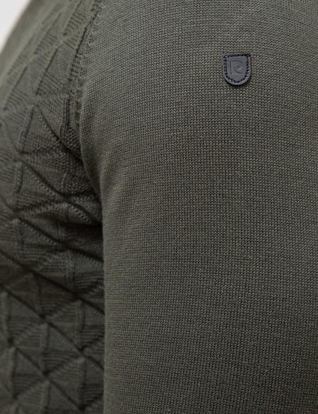 Haki Slim Fit Bisiklet Yaka Triko Kazak - 50194168067