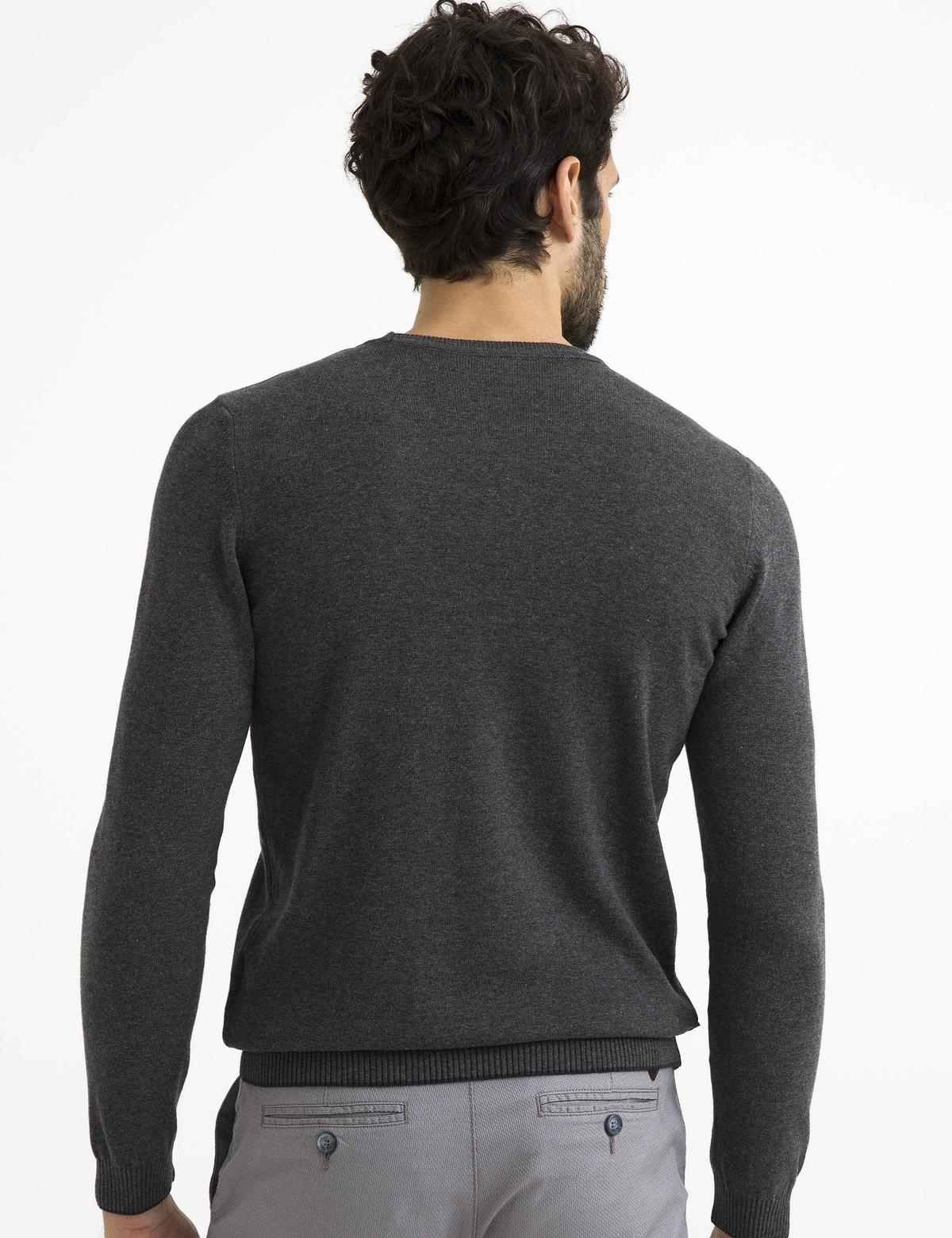 Gri Melanj Slim Fit Bisiklet Yaka Basic Triko Kazak - 50194202093