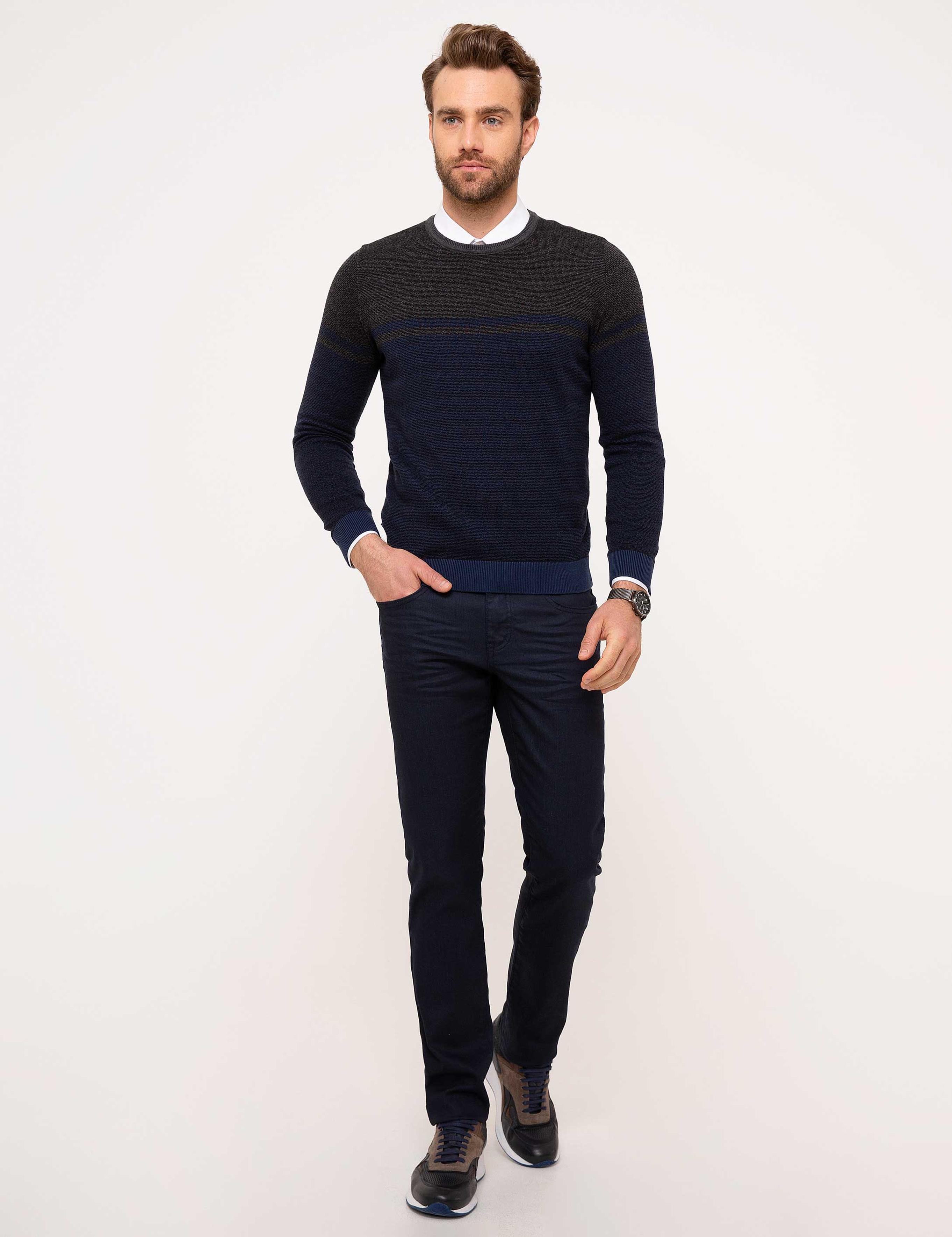 Lacivert Slim Fit Kazak