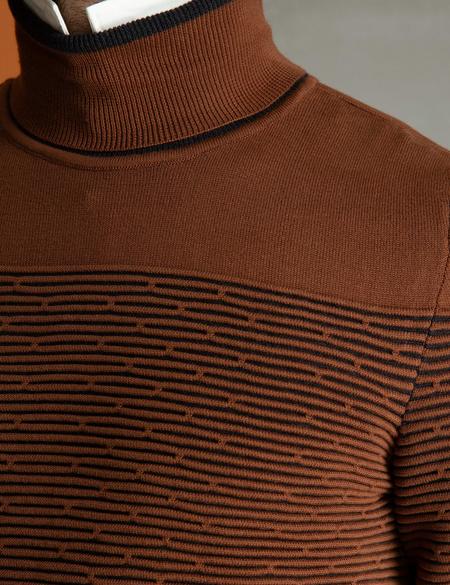 Turuncu Slim Fit Triko Kazak - 50193384046