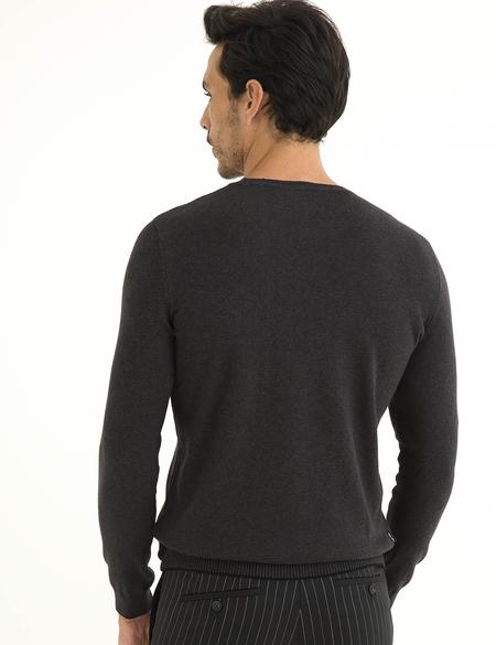 Antrasit Melanj Slim Fit Basic Kazak - 50194202073