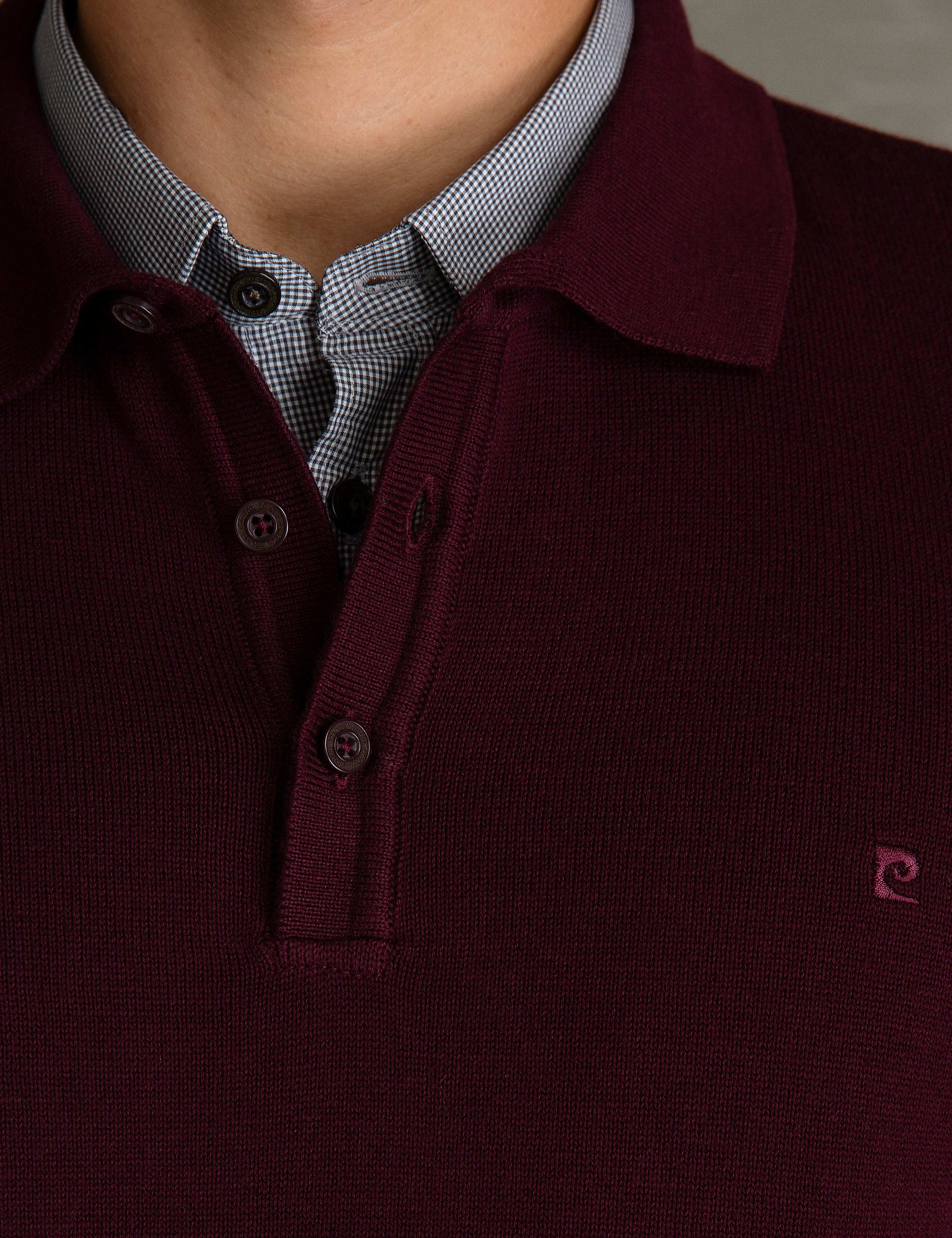 Bordo Slim Fit Basic Triko Kazak - Image 5