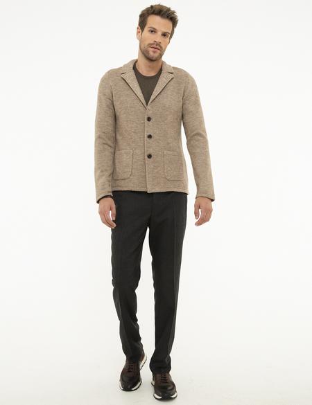 Bej Slim Fit Triko Hırka - 50208825026