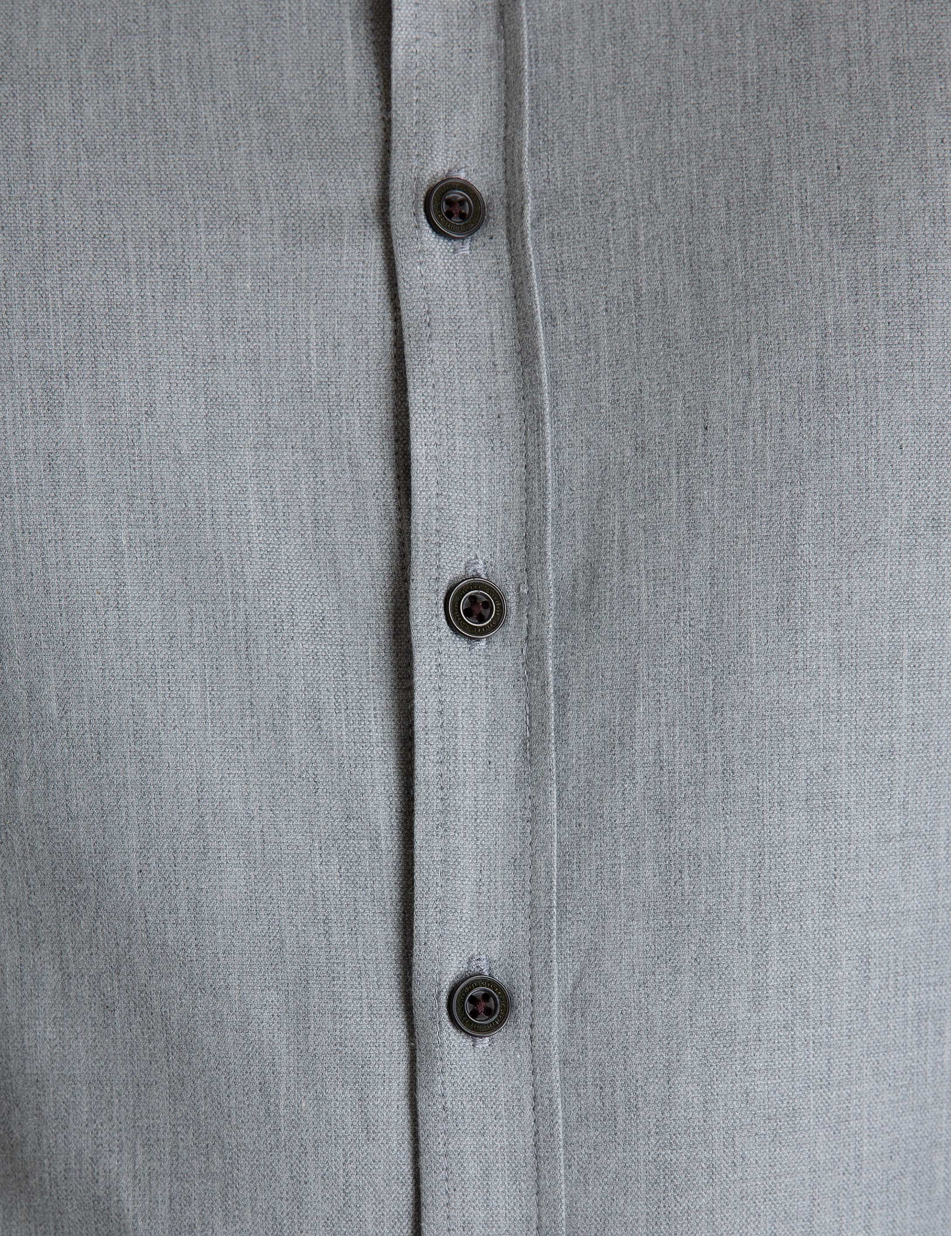 Gri Slim Fit Gömlek - Image 5