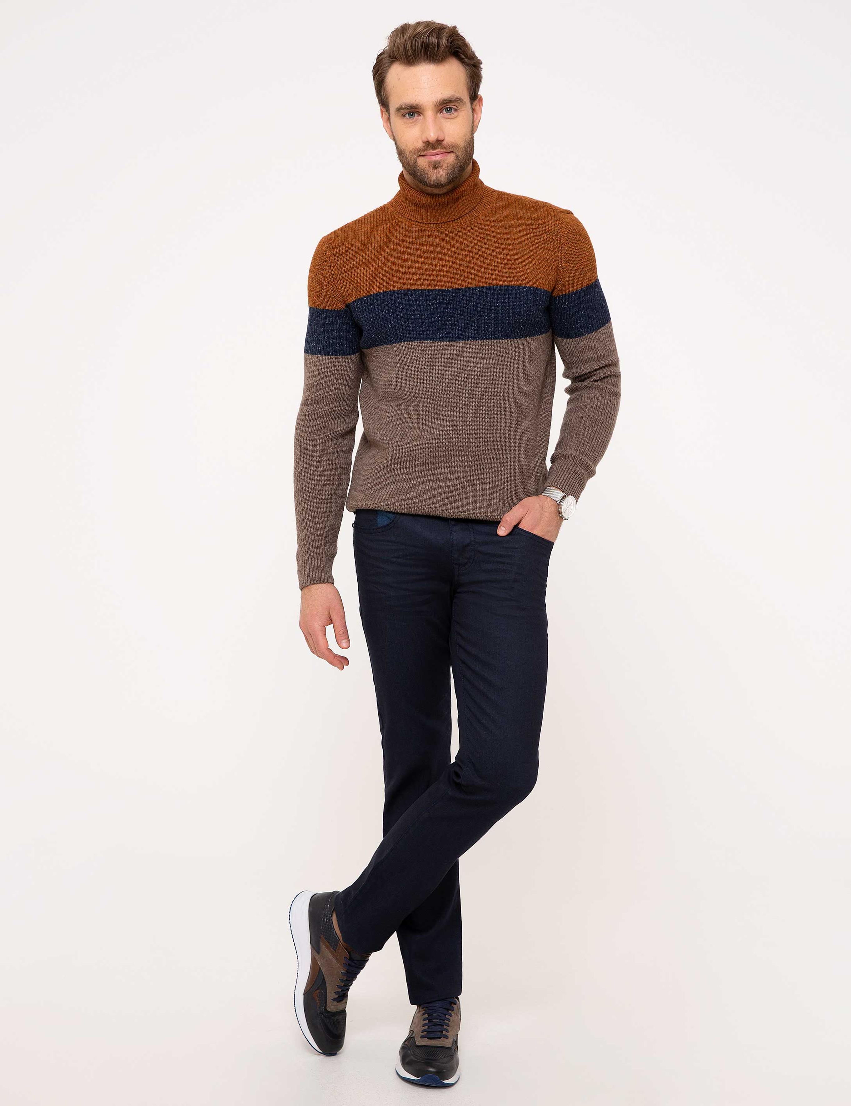 Turuncu Slim Fit Triko Kazak